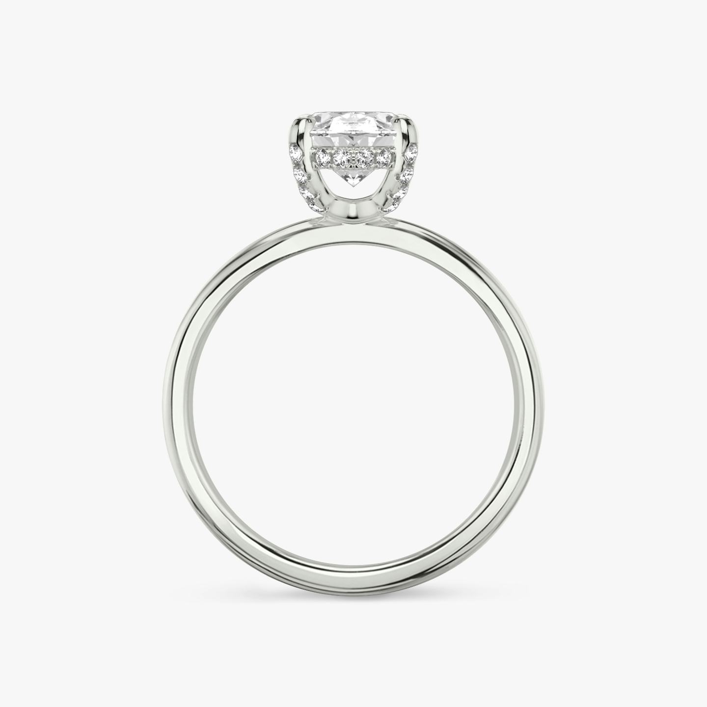 The Classic Hidden Halo | Oval | 18k | 18k White Gold | Band: Plain | Prong style: Pavé | Diamond orientation: vertical | Carat weight: See full inventory