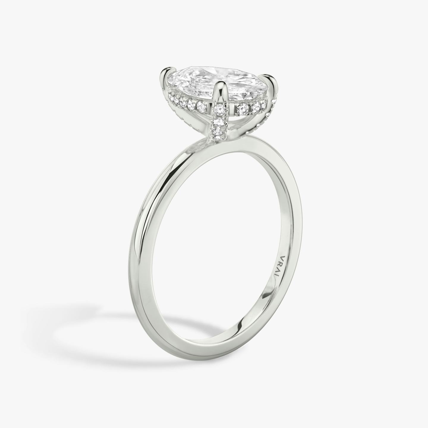 The Classic Hidden Halo | Pear | 18k | 18k White Gold | Band: Plain | Prong style: Pavé | Diamond orientation: vertical | Carat weight: See full inventory