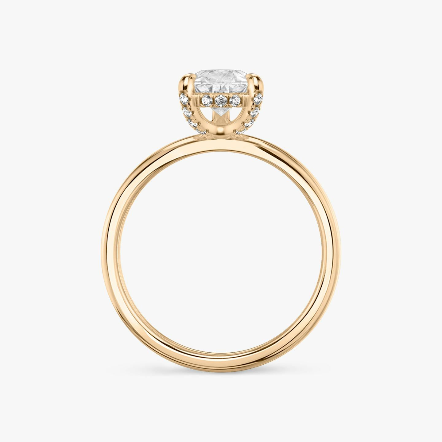 The Classic Hidden Halo | Pear | 14k | 14k Rose Gold | Band: Plain | Prong style: Pavé | Diamond orientation: vertical | Carat weight: See full inventory