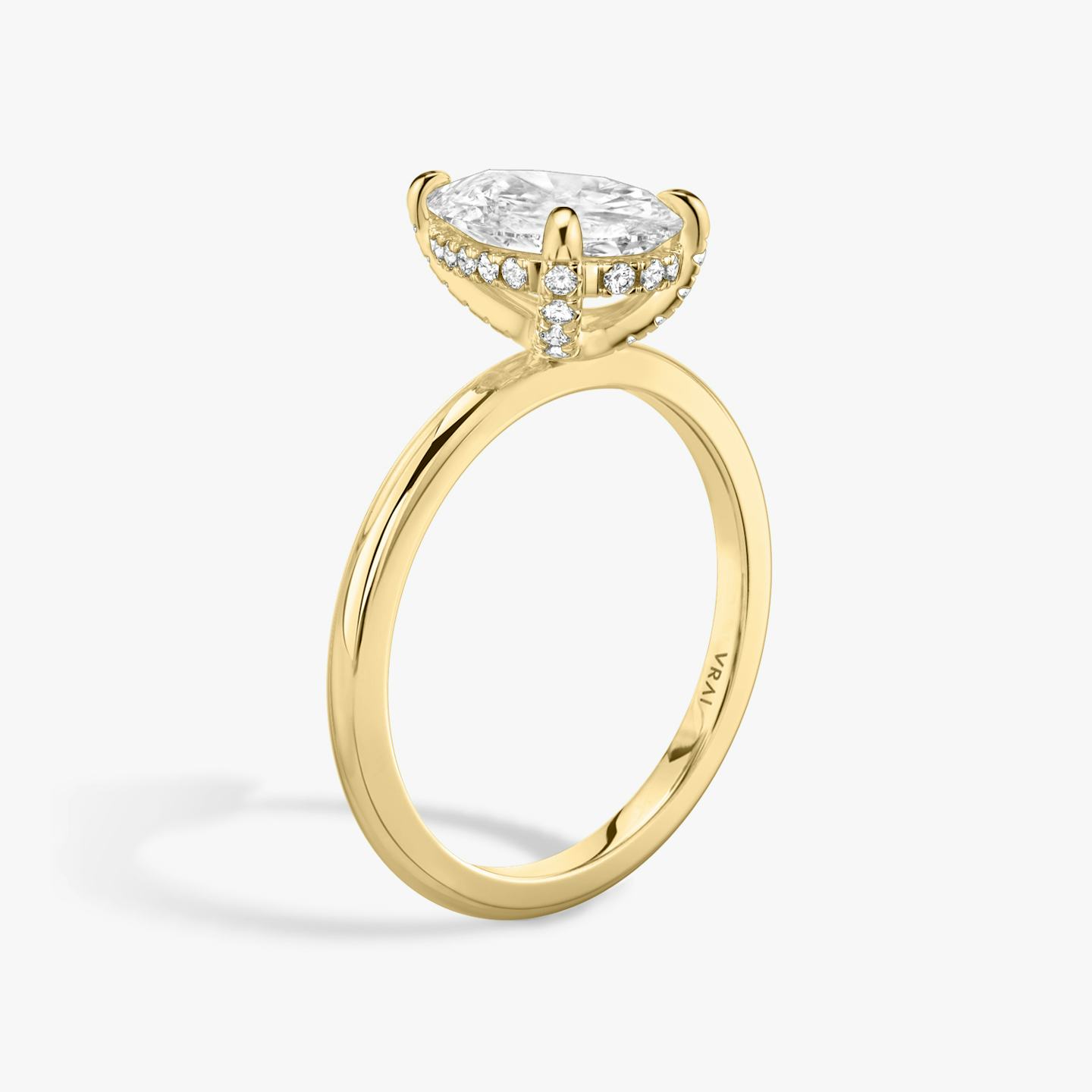 The Classic Hidden Halo | Pear | 18k | 18k Yellow Gold | Band: Plain | Prong style: Pavé | Diamond orientation: vertical | Carat weight: See full inventory