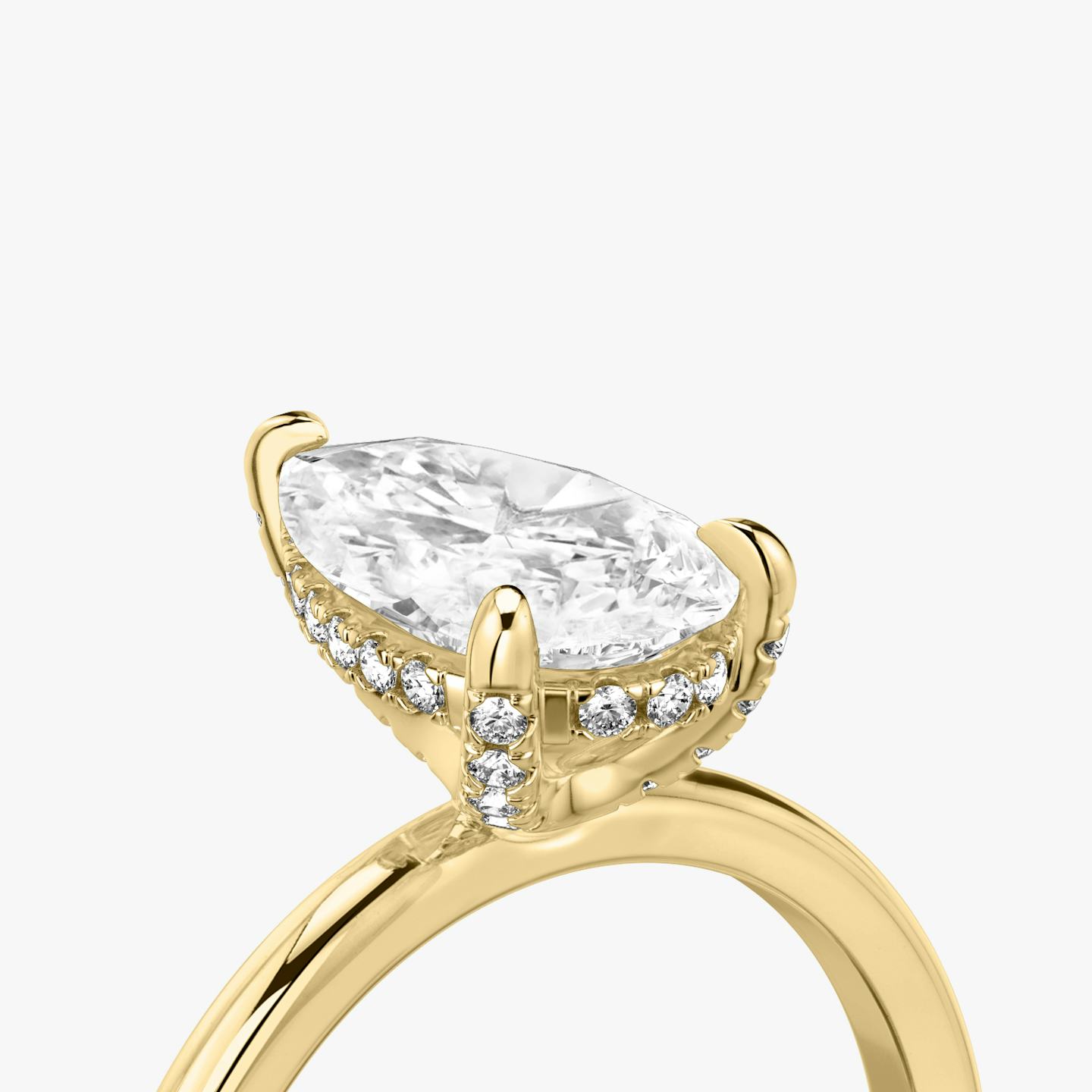 The Classic Hidden Halo | Pear | 18k | 18k Yellow Gold | Band: Plain | Prong style: Pavé | Diamond orientation: vertical | Carat weight: See full inventory