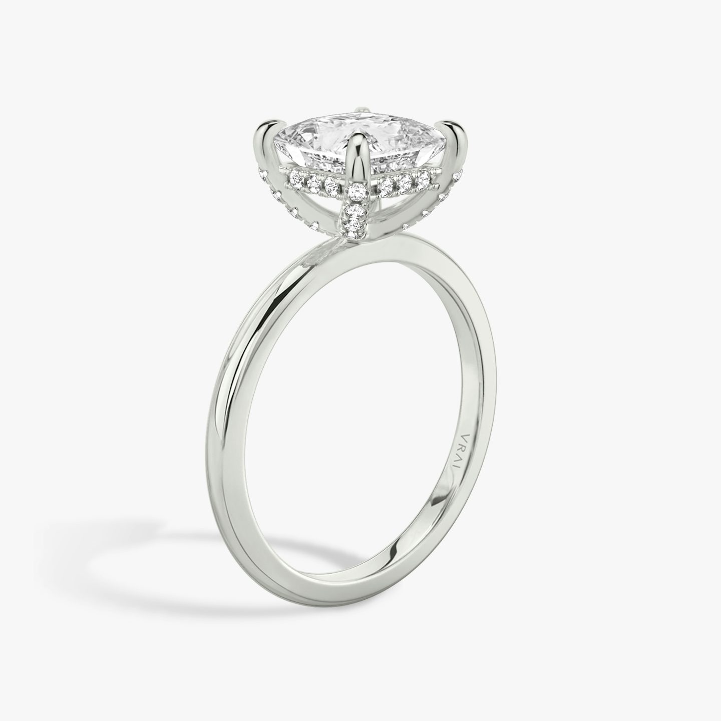 The Classic Hidden Halo | Princess | 18k | 18k White Gold | Band: Plain | Prong style: Pavé | Diamond orientation: vertical | Carat weight: See full inventory