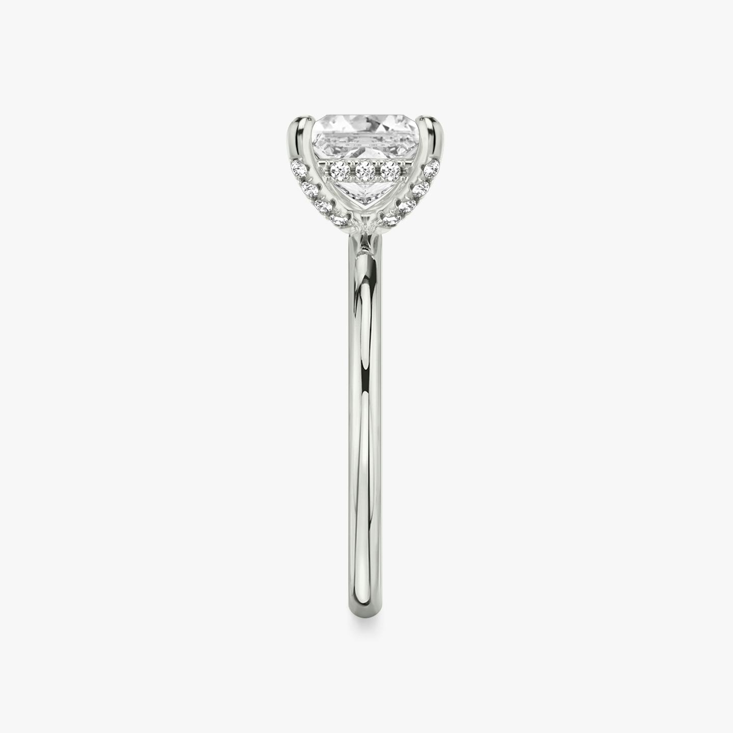 The Classic Hidden Halo | Princess | 18k | 18k White Gold | Band: Plain | Prong style: Pavé | Diamond orientation: vertical | Carat weight: See full inventory
