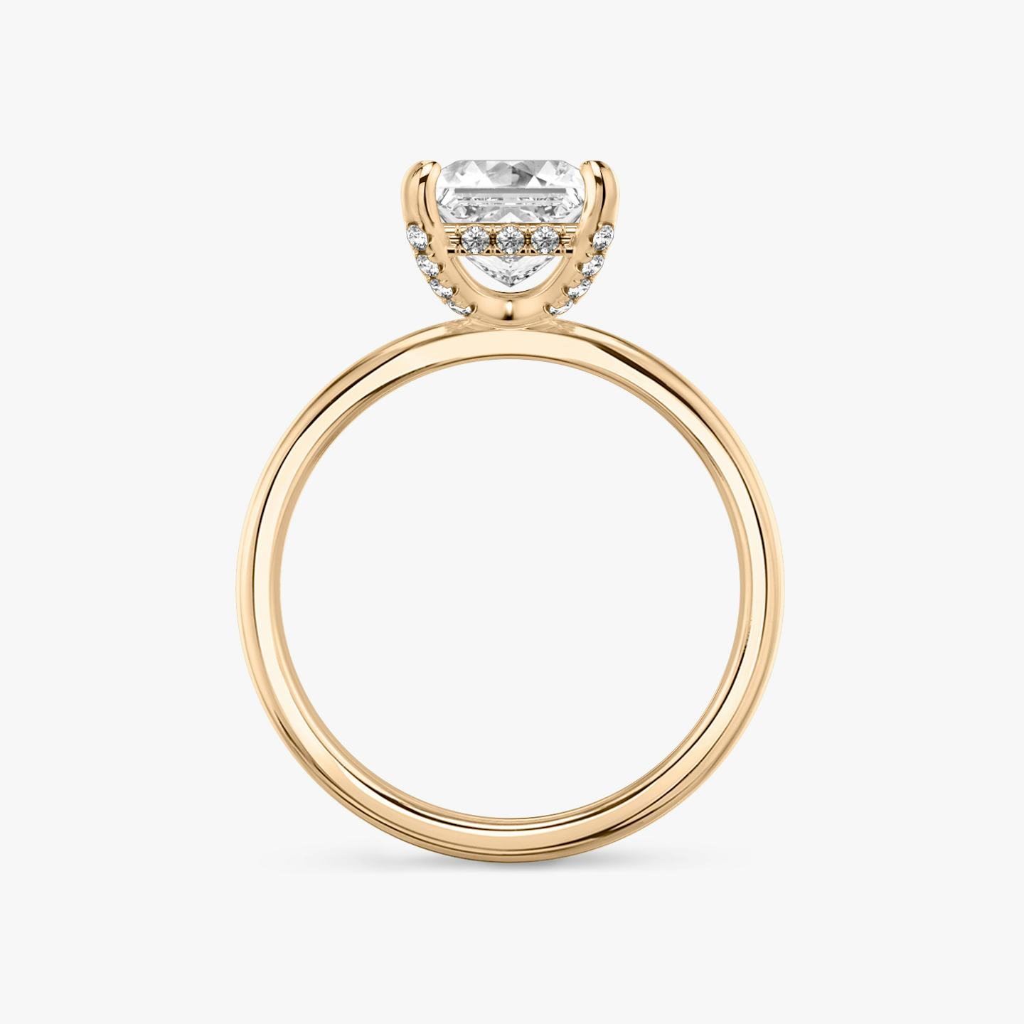 The Classic Hidden Halo | Princess | 14k | 14k Rose Gold | Band: Plain | Prong style: Pavé | Diamond orientation: vertical | Carat weight: See full inventory