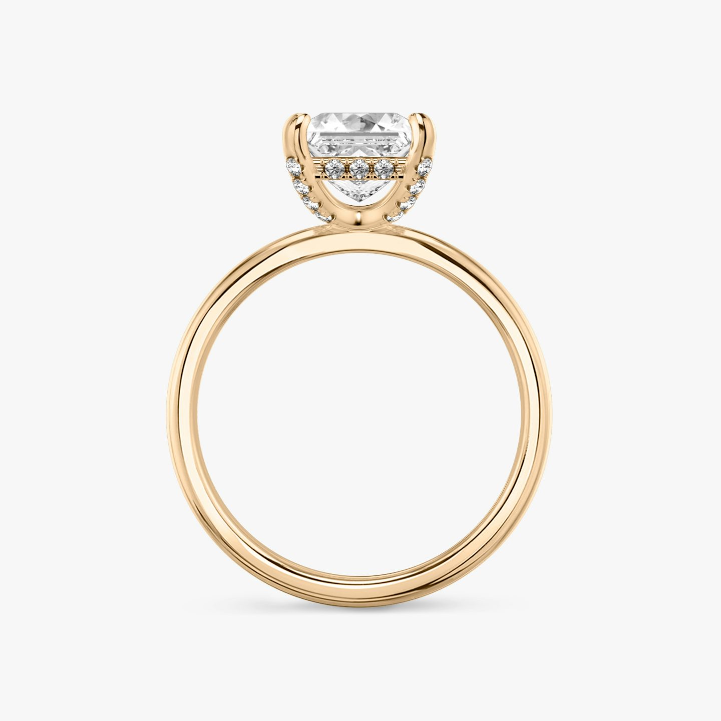 The Classic Hidden Halo | Princess | 14k | 14k Rose Gold | Band: Plain | Prong style: Pavé | Diamond orientation: vertical | Carat weight: See full inventory