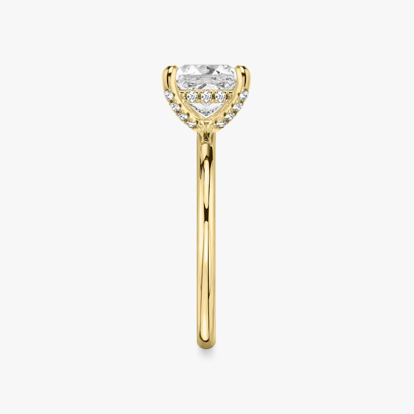 The Classic Hidden Halo | Princess | 18k | 18k Yellow Gold | Band: Plain | Prong style: Pavé | Diamond orientation: vertical | Carat weight: See full inventory