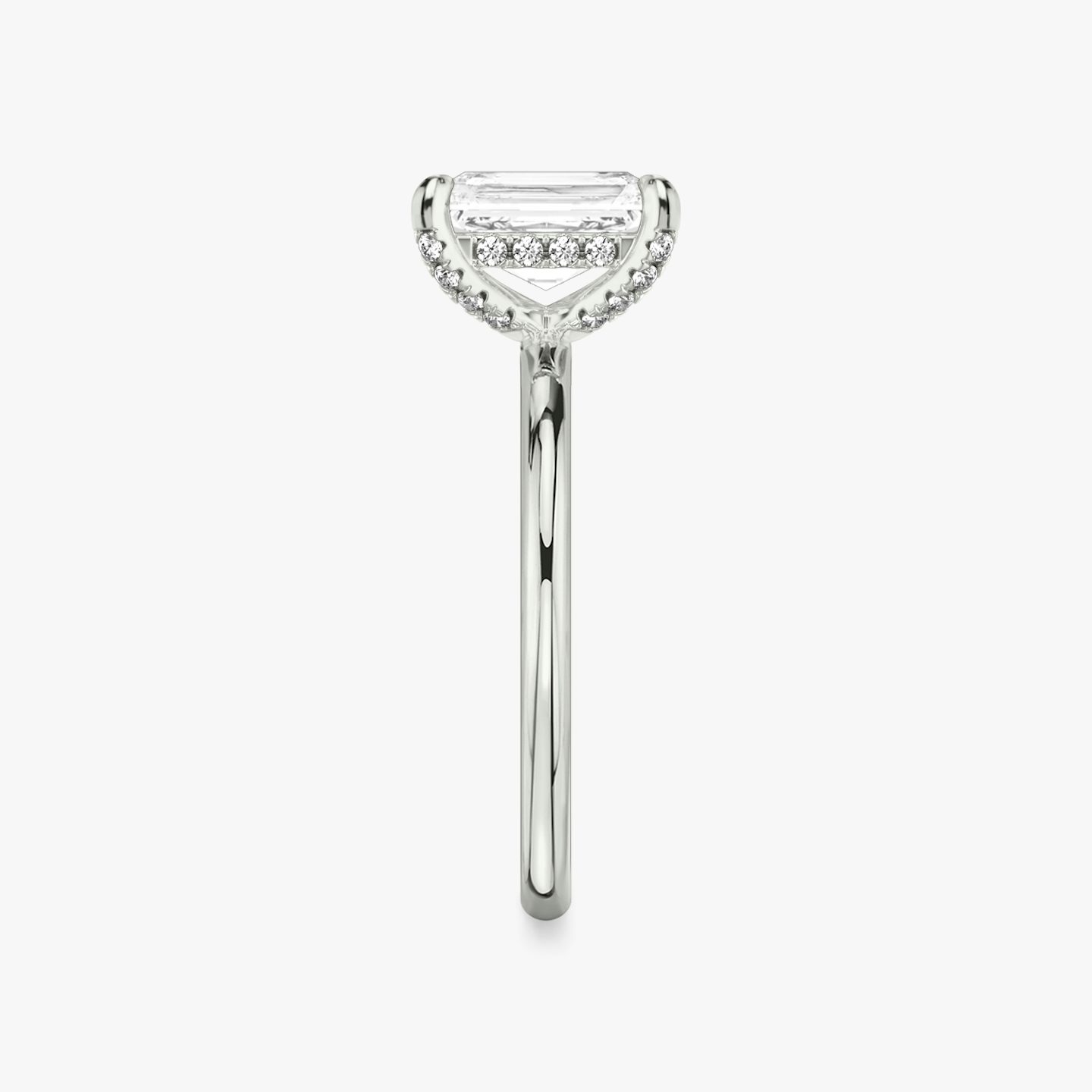 The Classic Hidden Halo | Radiant | Platinum | Band: Plain | Prong style: Pavé | Diamond orientation: vertical | Carat weight: See full inventory
