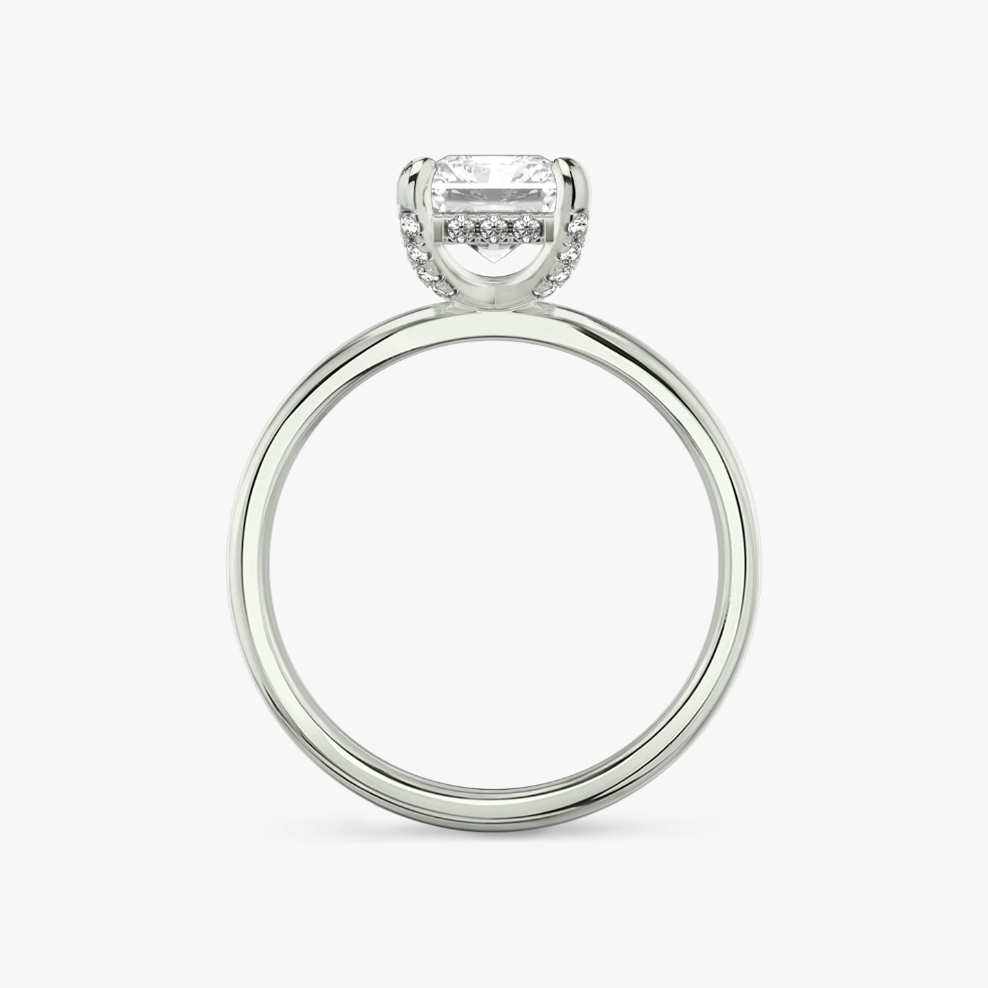 The Classic Hidden Halo | Radiant | Platinum | Band: Plain | Prong style: Pavé | Diamond orientation: vertical | Carat weight: See full inventory