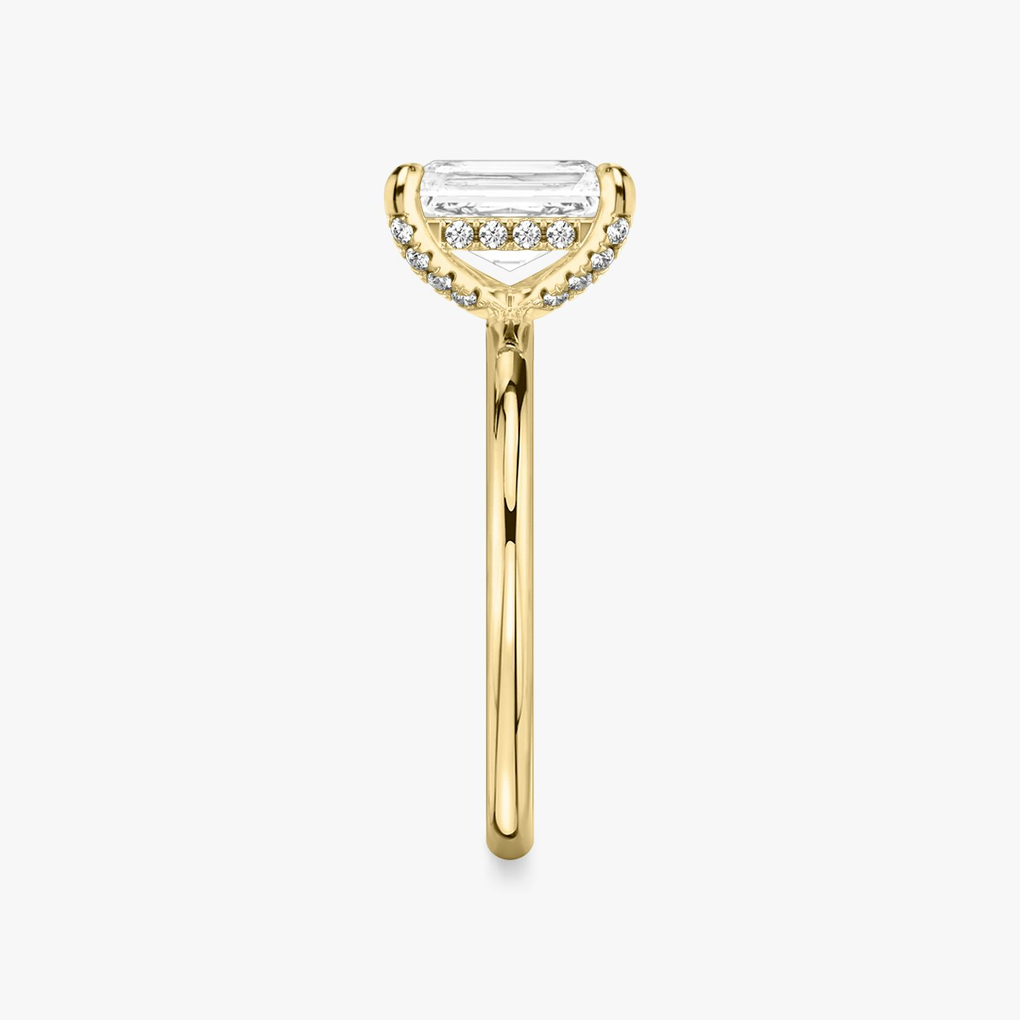 The Classic Hidden Halo | Radiant | 18k | 18k Yellow Gold | Band: Plain | Prong style: Pavé | Diamond orientation: vertical | Carat weight: See full inventory