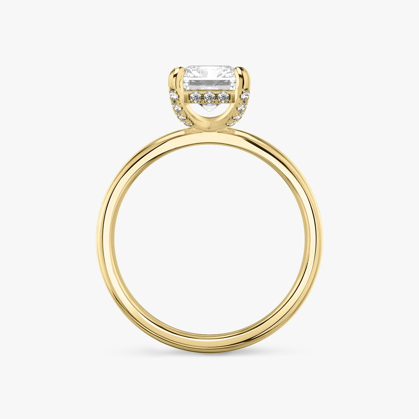 The Classic Hidden Halo | Radiant | 18k | 18k Yellow Gold | Band: Plain | Prong style: Pavé | Diamond orientation: vertical | Carat weight: See full inventory