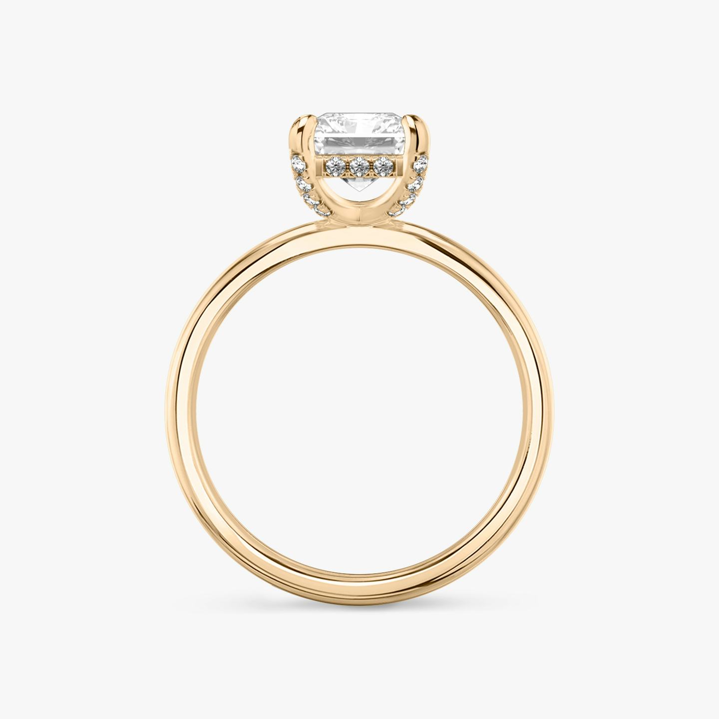 The Classic Hidden Halo | Radiant | 14k | 14k Rose Gold | Band: Plain | Prong style: Pavé | Diamond orientation: vertical | Carat weight: See full inventory