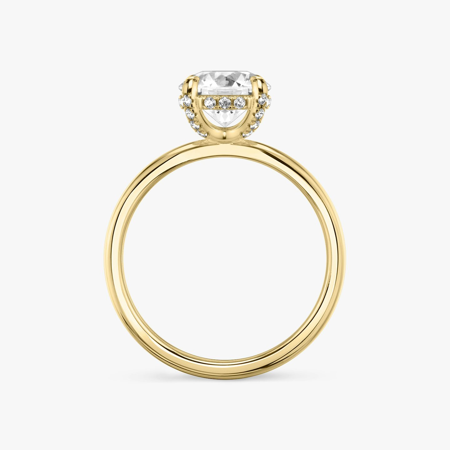 undefined | Round Brilliant | 18k | 18k Yellow Gold | Band: Plain | Carat weight: 1 | Prong style: Pavé | Diamond orientation: vertical