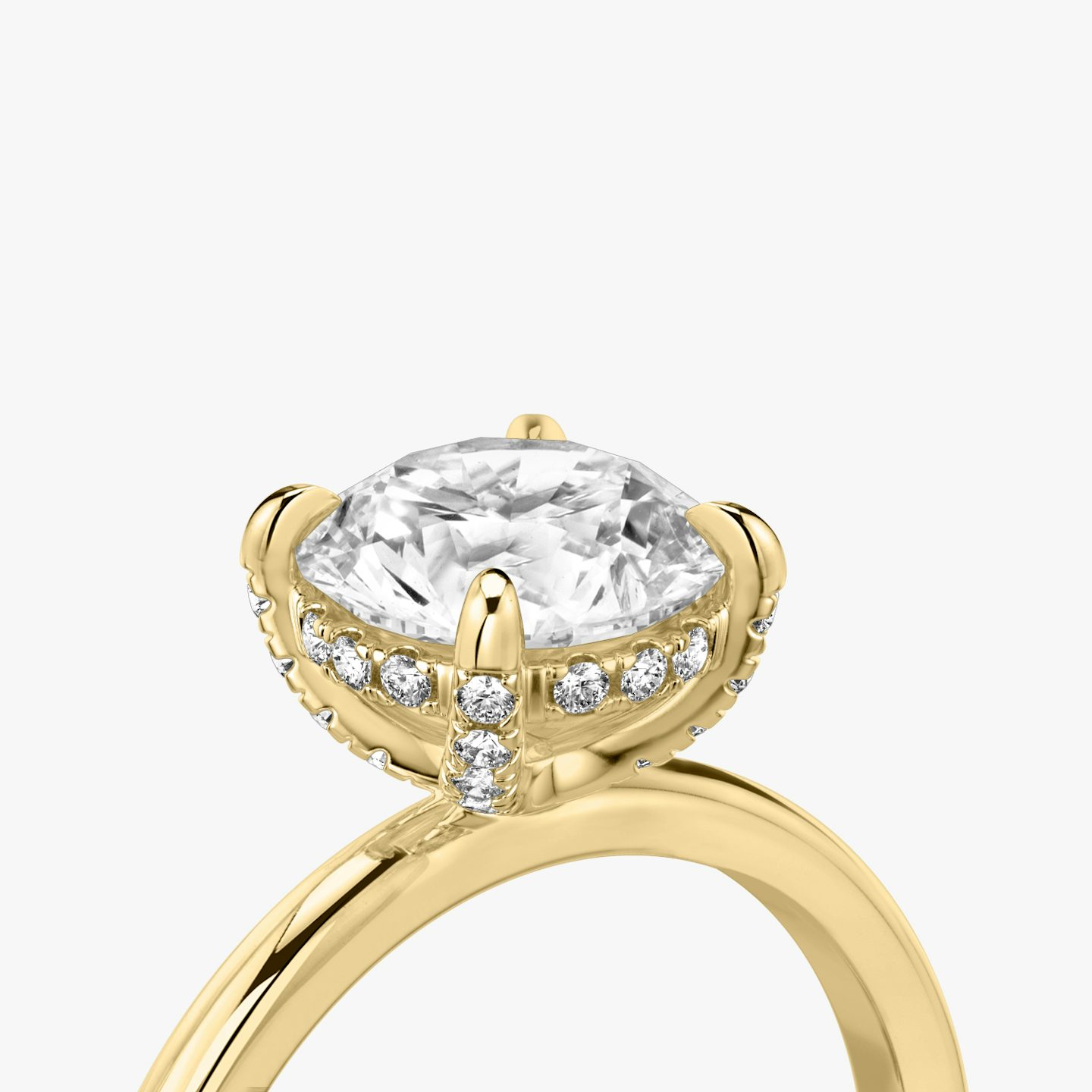 undefined | Round Brilliant | 18k | 18k Yellow Gold | Band: Plain | Carat weight: 1 | Prong style: Pavé | Diamond orientation: vertical