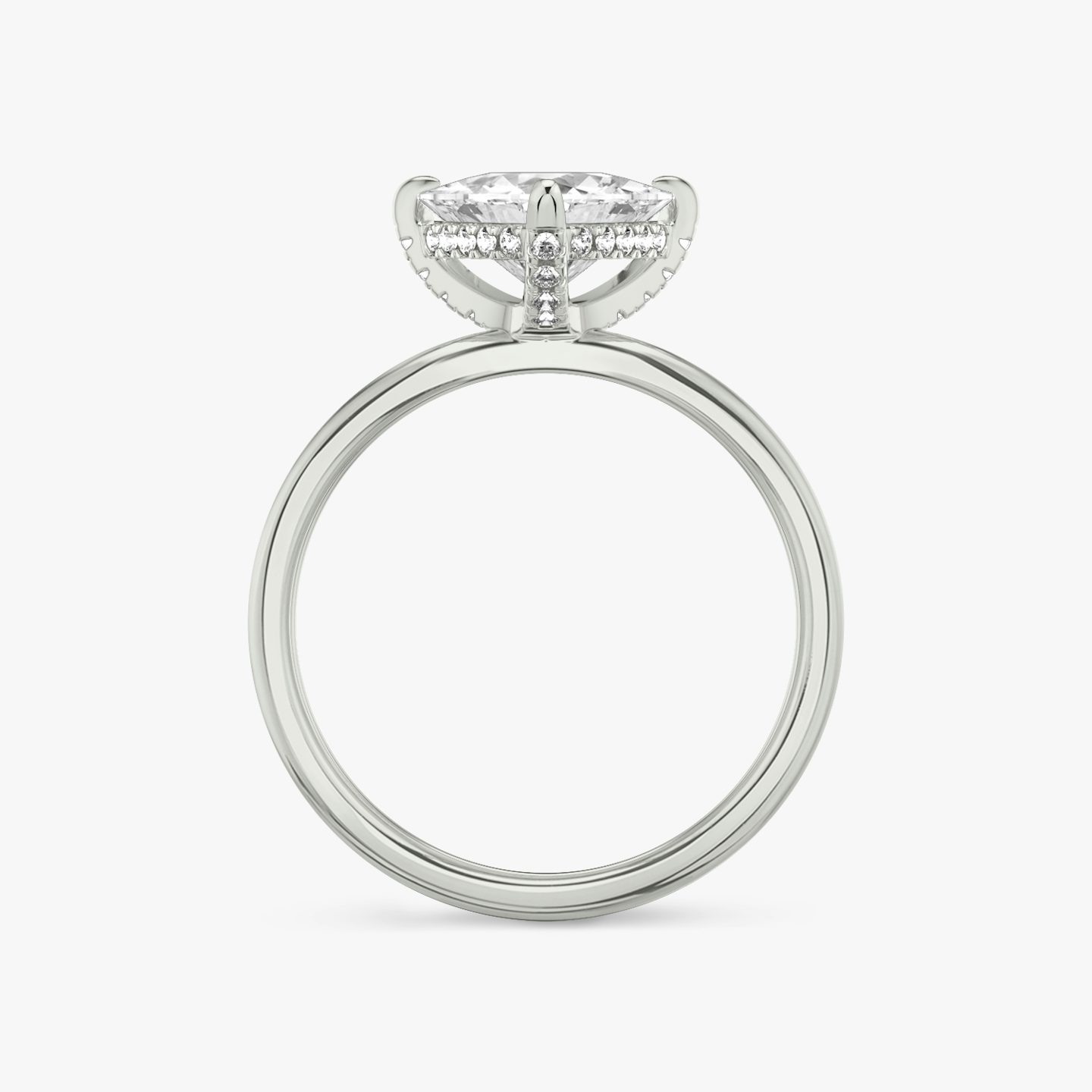 The Classic Hidden Halo | Trillion | 18k | 18k White Gold | Band: Plain | Prong style: Pavé | Diamond orientation: vertical | Carat weight: See full inventory