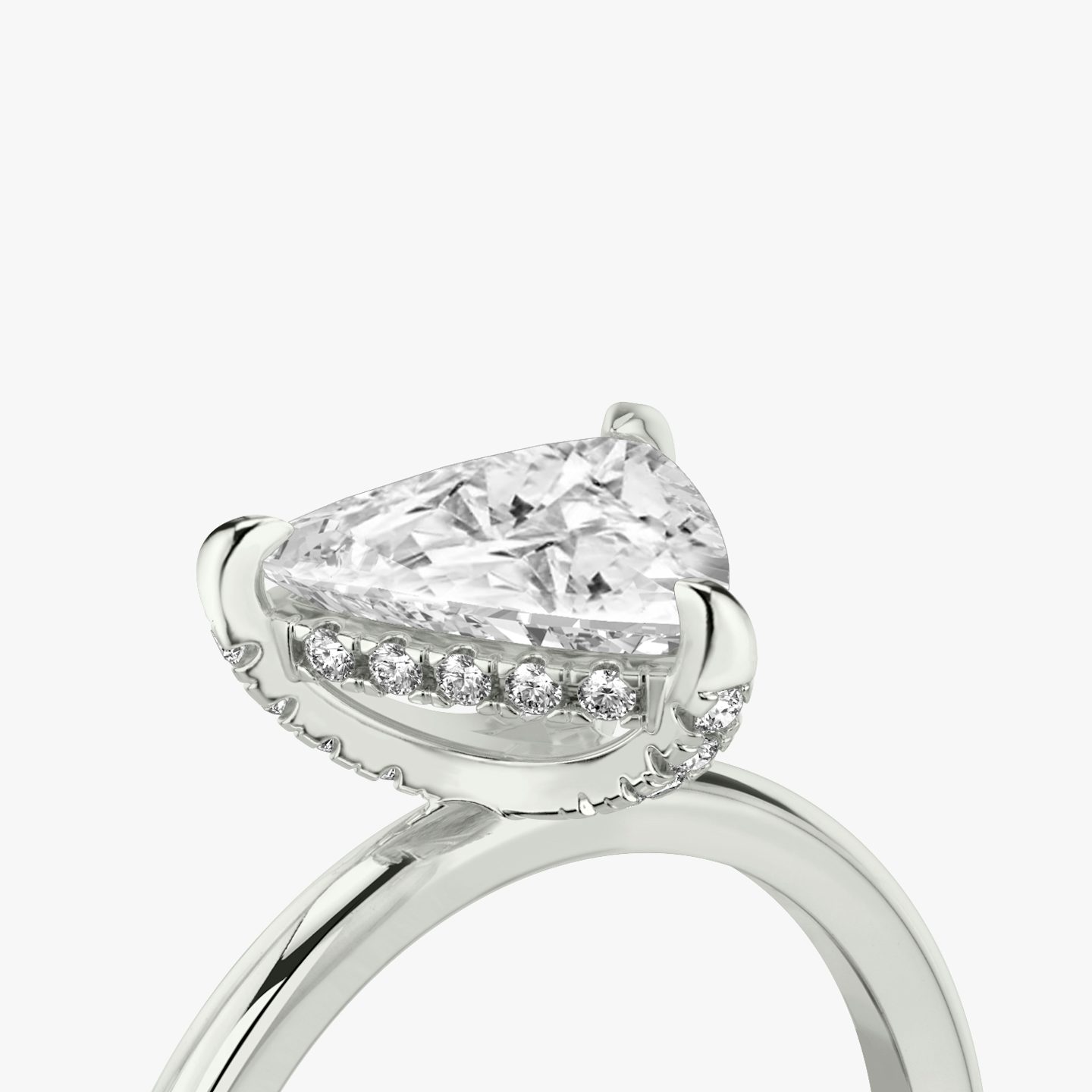 The Classic Hidden Halo | Trillion | 18k | 18k White Gold | Band: Plain | Prong style: Pavé | Diamond orientation: vertical | Carat weight: See full inventory