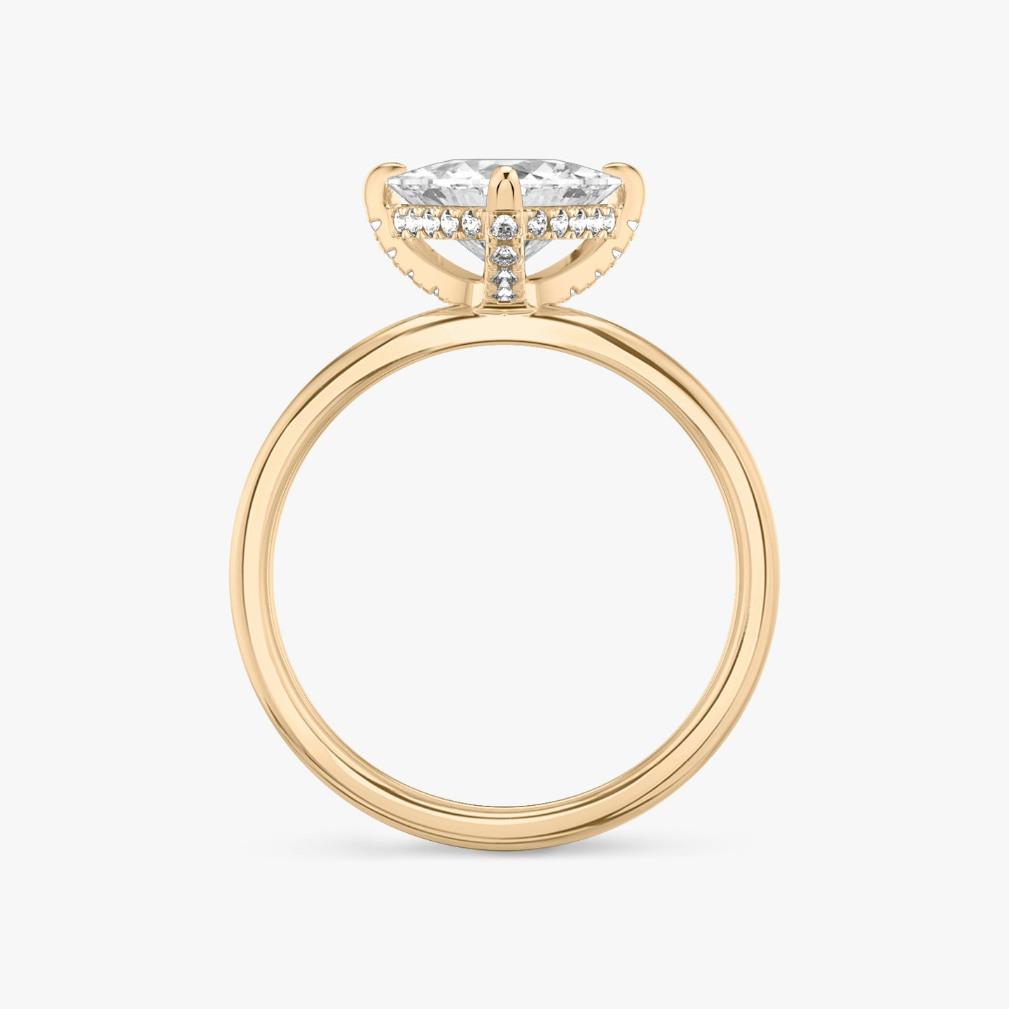 The Classic Hidden Halo | Trillion | 14k | 14k Rose Gold | Band: Plain | Prong style: Pavé | Diamond orientation: vertical | Carat weight: See full inventory