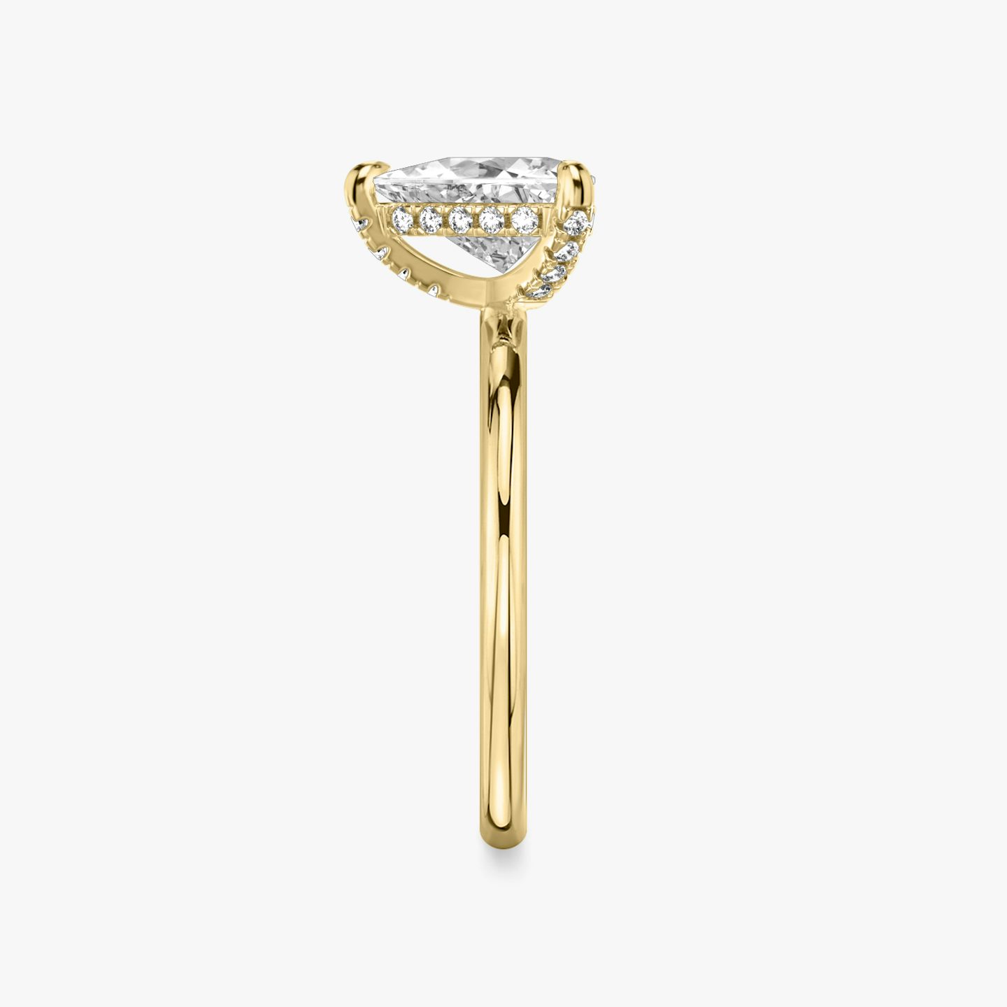The Classic Hidden Halo | Trillion | 18k | 18k Yellow Gold | Band: Plain | Prong style: Pavé | Diamond orientation: vertical | Carat weight: See full inventory