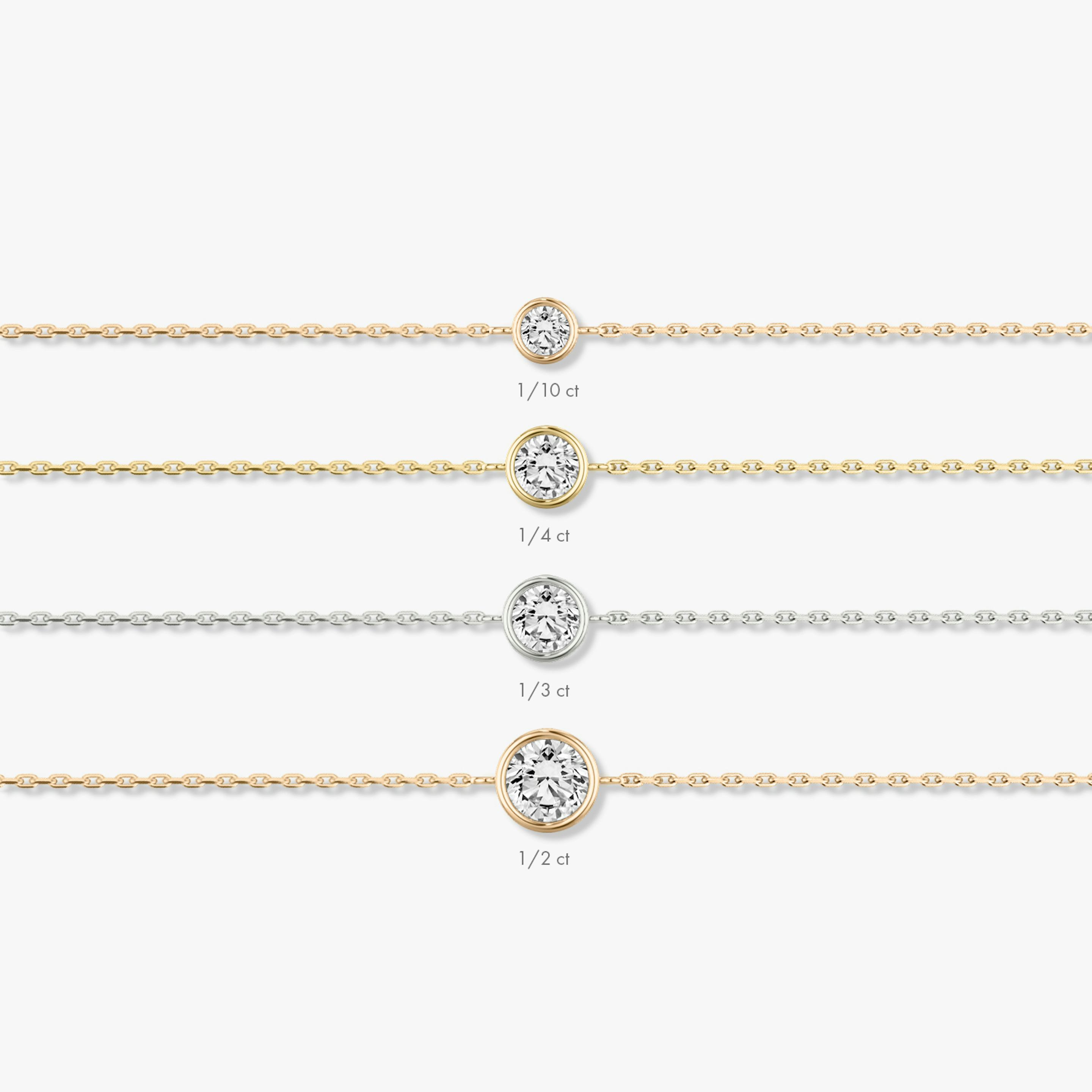 Bezel Solitaire Bracelet | Round Brilliant | 14k | 18k Yellow Gold | Carat weight: 1/10