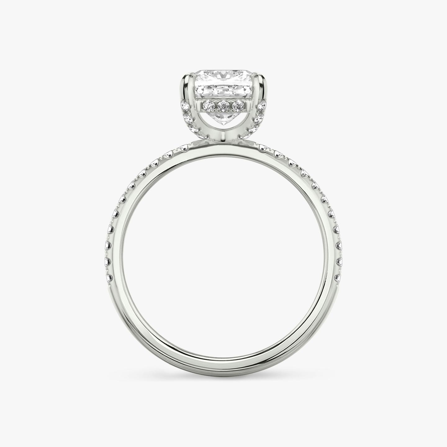 The Classic Hidden Halo | Pavé Cushion | Platinum | Band: Pavé | Prong style: Pavé | Diamond orientation: vertical | Carat weight: See full inventory