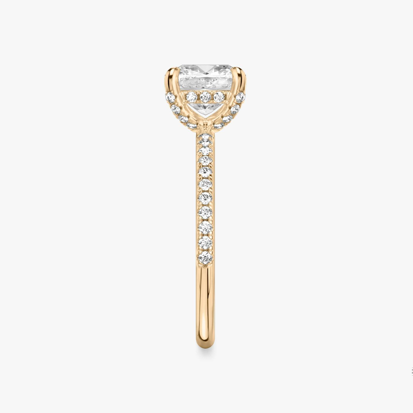 The Classic Hidden Halo | Pavé Cushion | 14k | 14k Rose Gold | Band: Pavé | Prong style: Pavé | Diamond orientation: vertical | Carat weight: See full inventory