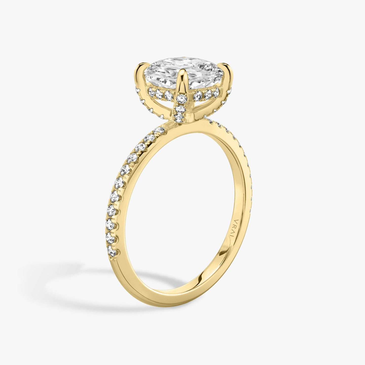 The Classic Hidden Halo | Pavé Cushion | 18k | 18k Yellow Gold | Band: Pavé | Prong style: Pavé | Diamond orientation: vertical | Carat weight: See full inventory