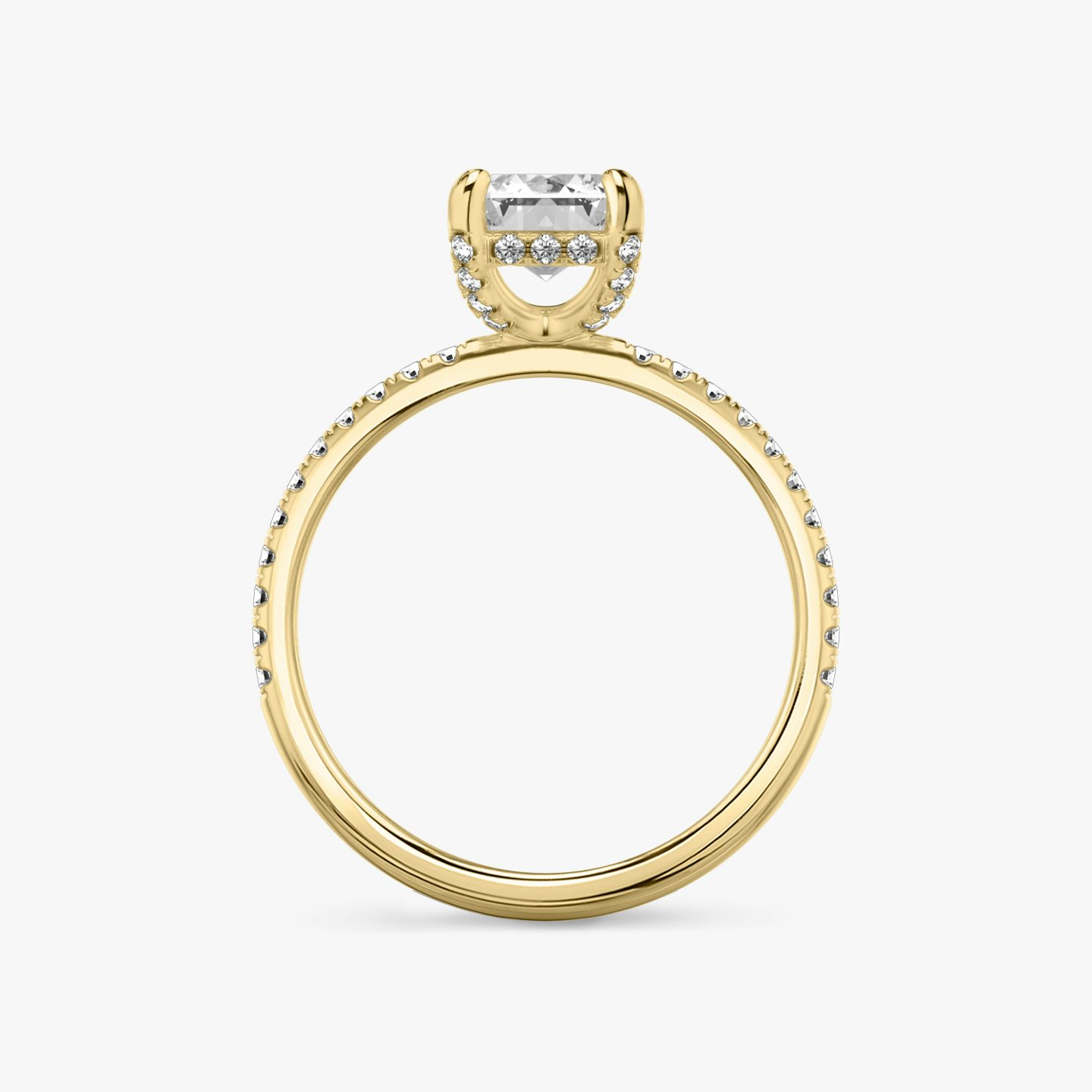 The Classic Hidden Halo | Emerald | 18k | 18k Yellow Gold | Band: Pavé | Prong style: Pavé | Diamond orientation: vertical | Carat weight: See full inventory