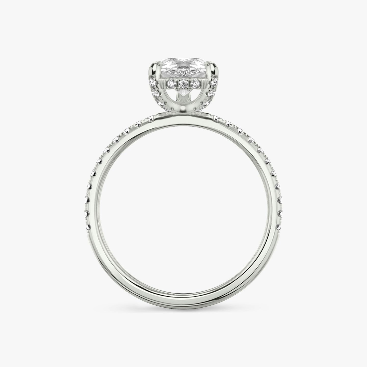 The Classic Hidden Halo | Pear | 18k | 18k White Gold | Band: Pavé | Prong style: Pavé | Diamond orientation: vertical | Carat weight: See full inventory