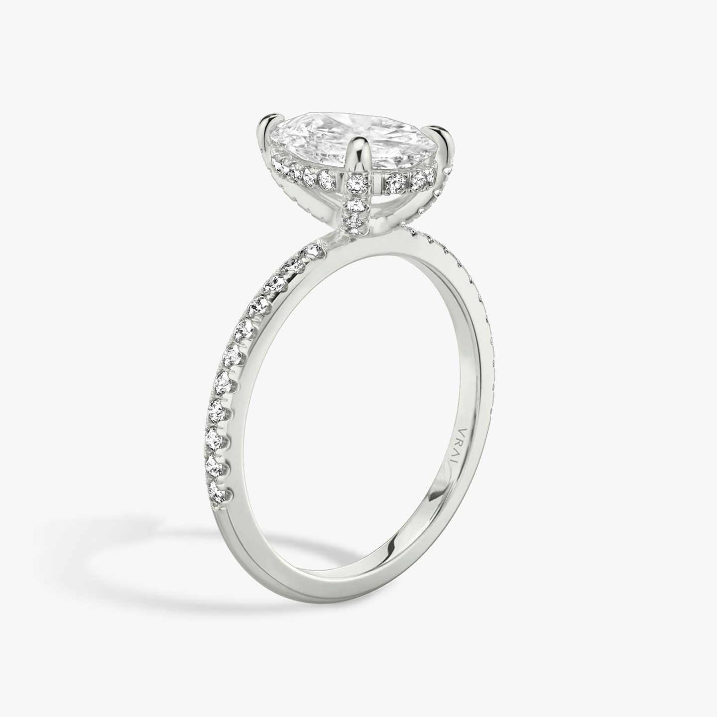 The Classic Hidden Halo | Pear | 18k | 18k White Gold | Band: Pavé | Prong style: Pavé | Diamond orientation: vertical | Carat weight: See full inventory