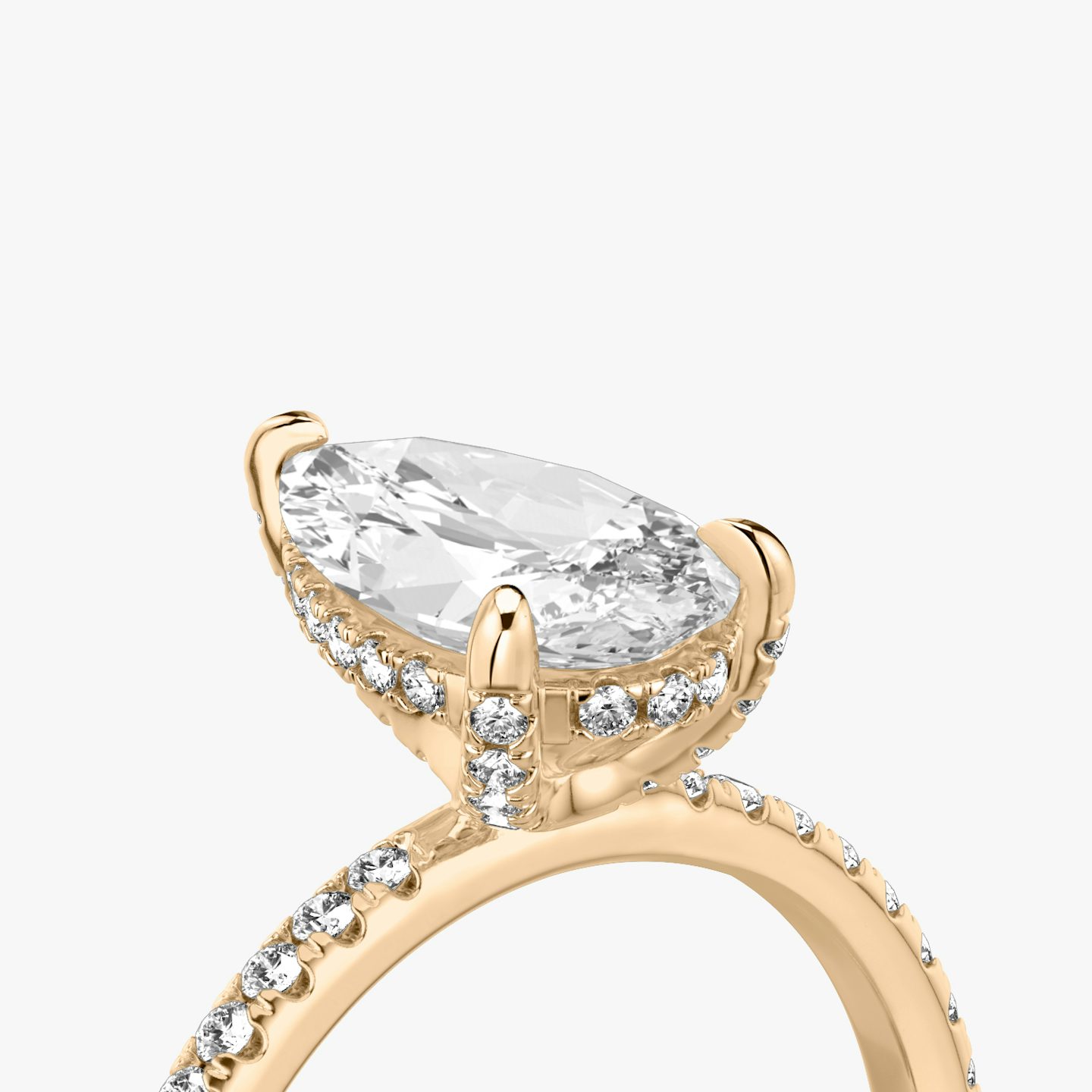 The Classic Hidden Halo | Pear | 14k | 14k Rose Gold | Band: Pavé | Prong style: Pavé | Diamond orientation: vertical | Carat weight: See full inventory
