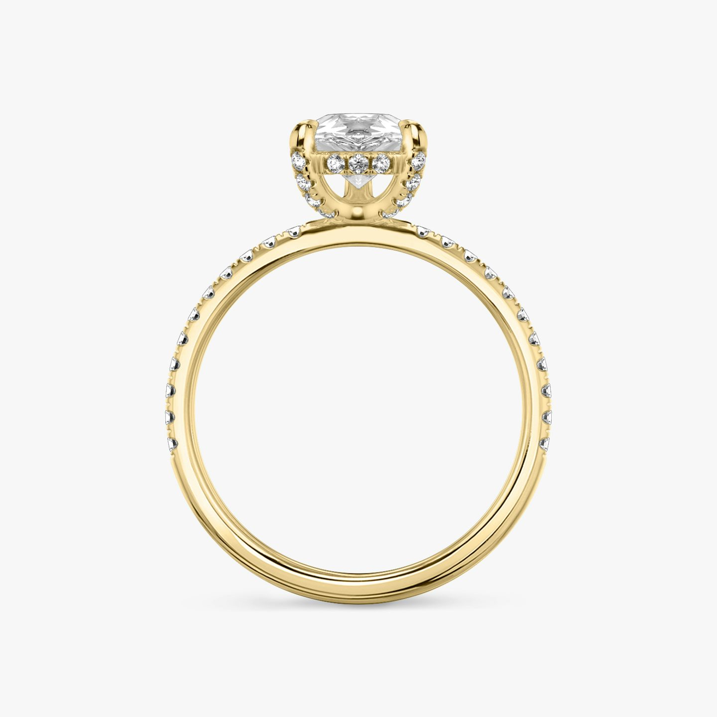The Classic Hidden Halo | Pear | 18k | 18k Yellow Gold | Band: Pavé | Prong style: Pavé | Diamond orientation: vertical | Carat weight: See full inventory