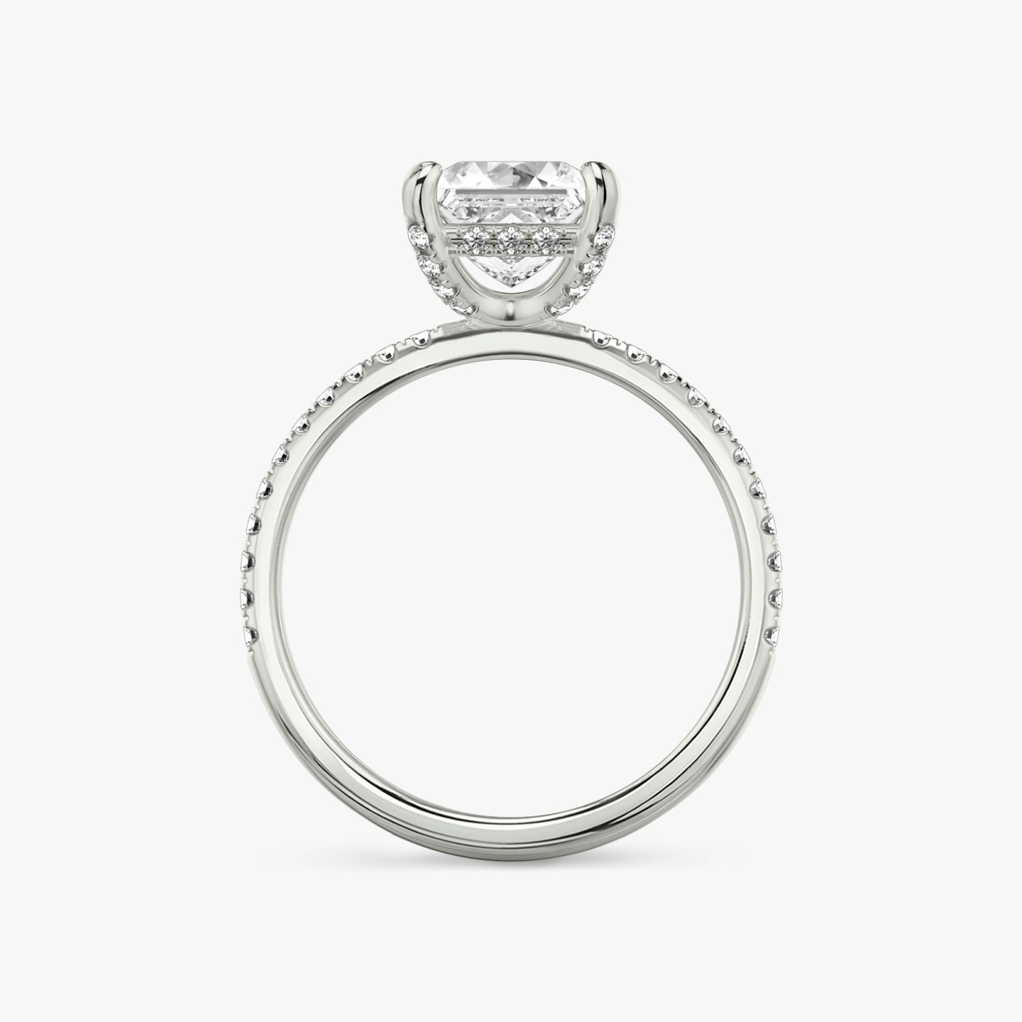 The Classic Hidden Halo | Princess | 18k | 18k White Gold | Band: Pavé | Prong style: Pavé | Diamond orientation: vertical | Carat weight: See full inventory