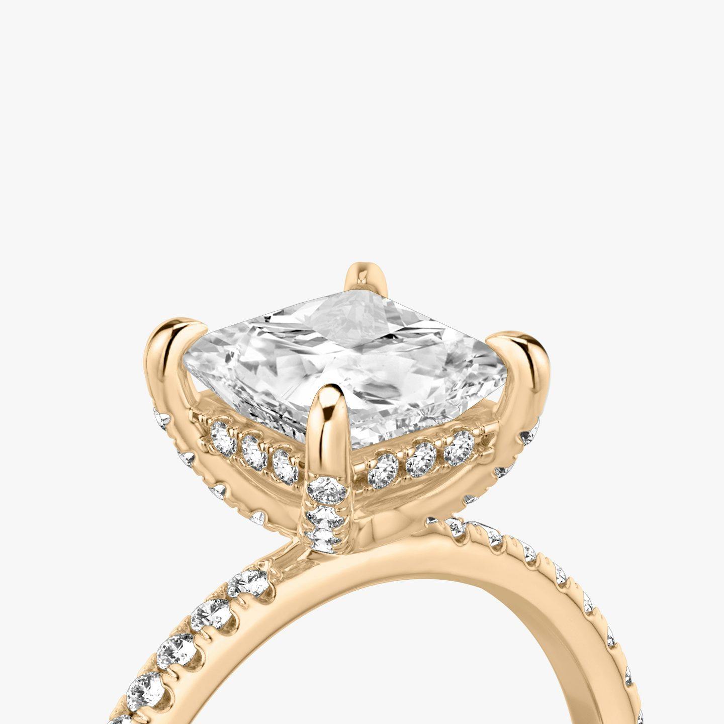 The Classic Hidden Halo | Princess | 14k | 14k Rose Gold | Band: Pavé | Prong style: Pavé | Diamond orientation: vertical | Carat weight: See full inventory