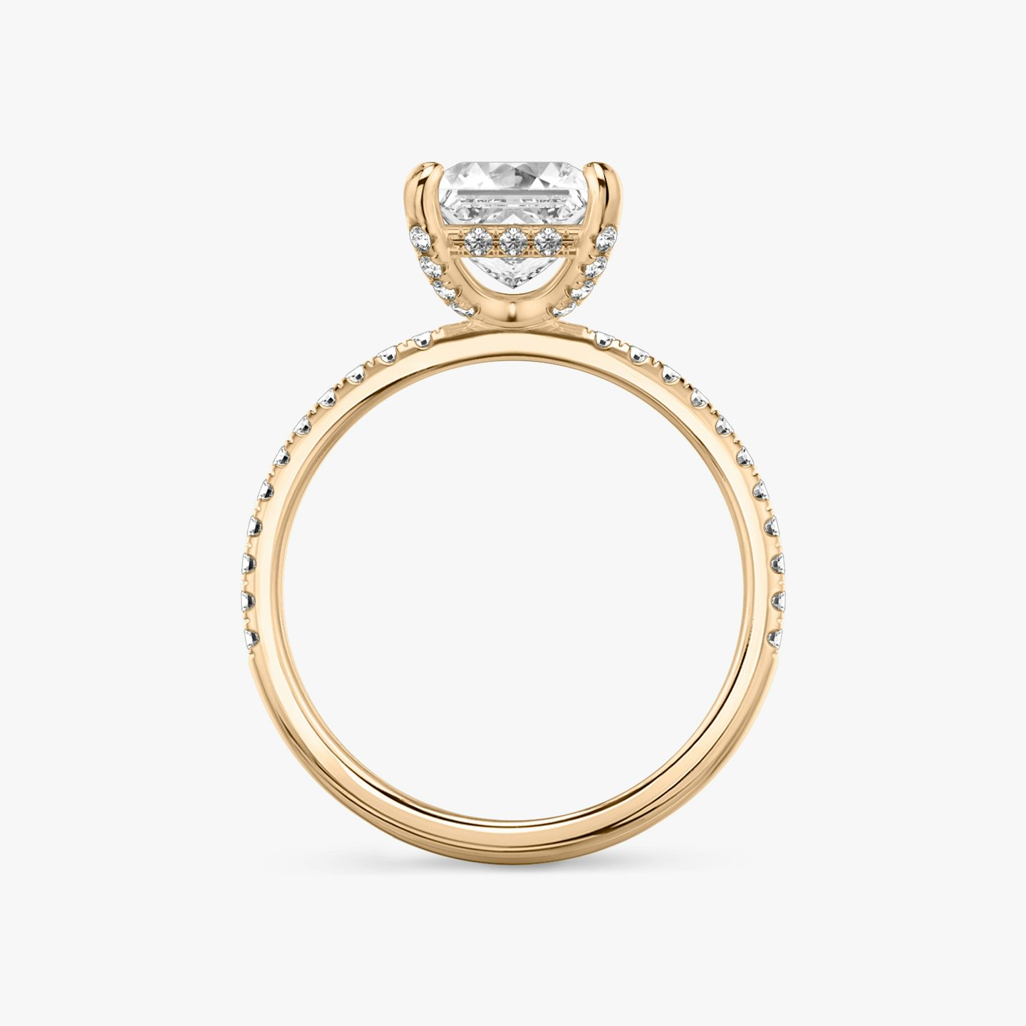 The Classic Hidden Halo | Princess | 14k | 14k Rose Gold | Band: Pavé | Prong style: Pavé | Diamond orientation: vertical | Carat weight: See full inventory