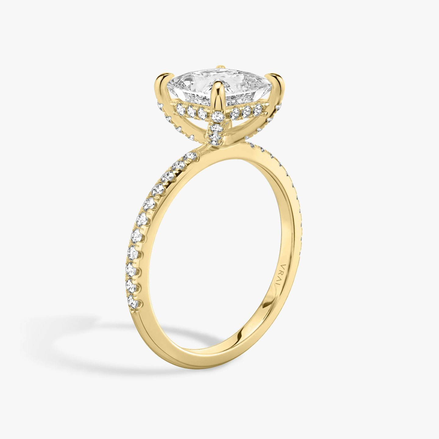 The Classic Hidden Halo | Princess | 18k | 18k Yellow Gold | Band: Pavé | Prong style: Pavé | Diamond orientation: vertical | Carat weight: See full inventory