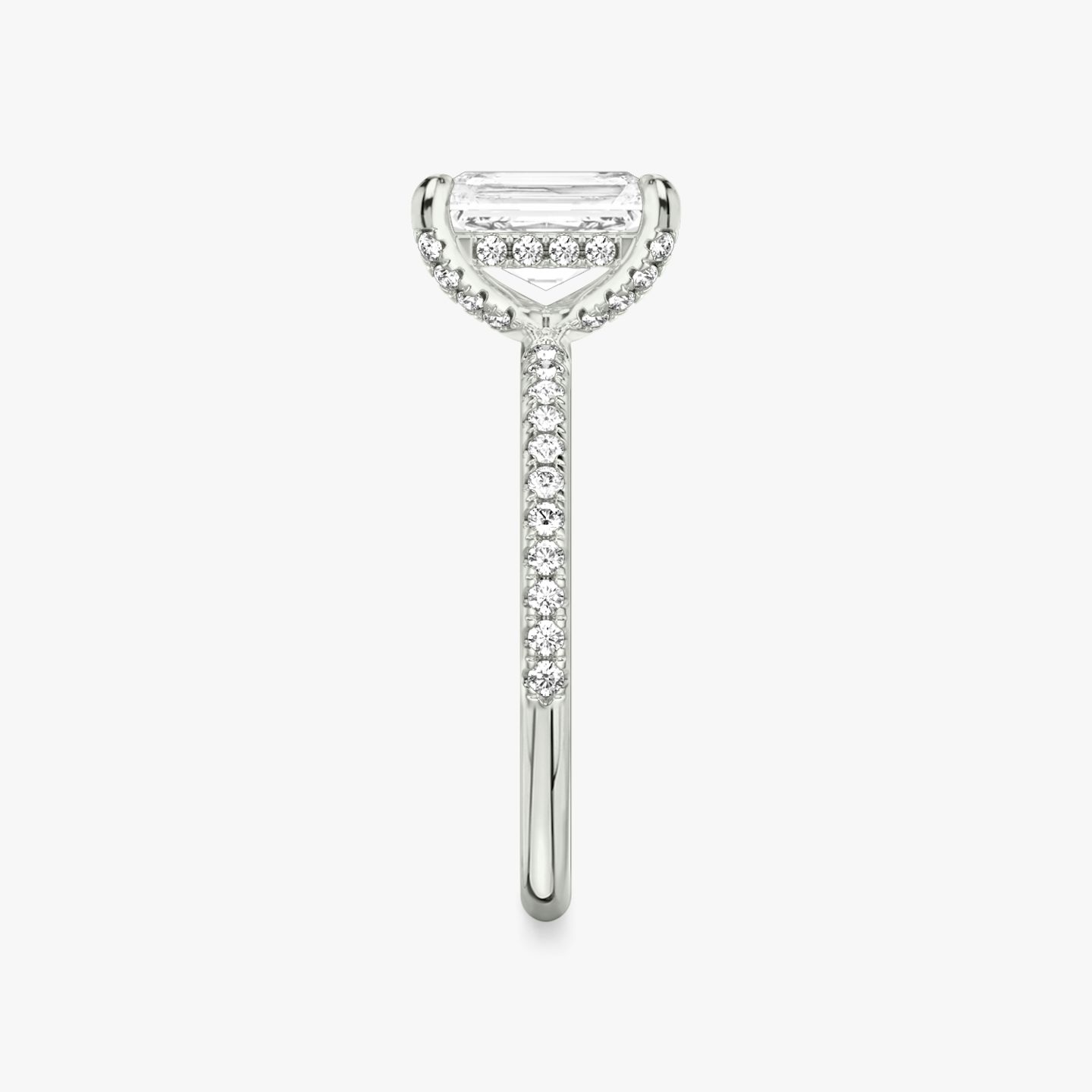 The Classic Hidden Halo | Radiant | 18k | 18k White Gold | Band: Pavé | Prong style: Pavé | Diamond orientation: vertical | Carat weight: See full inventory
