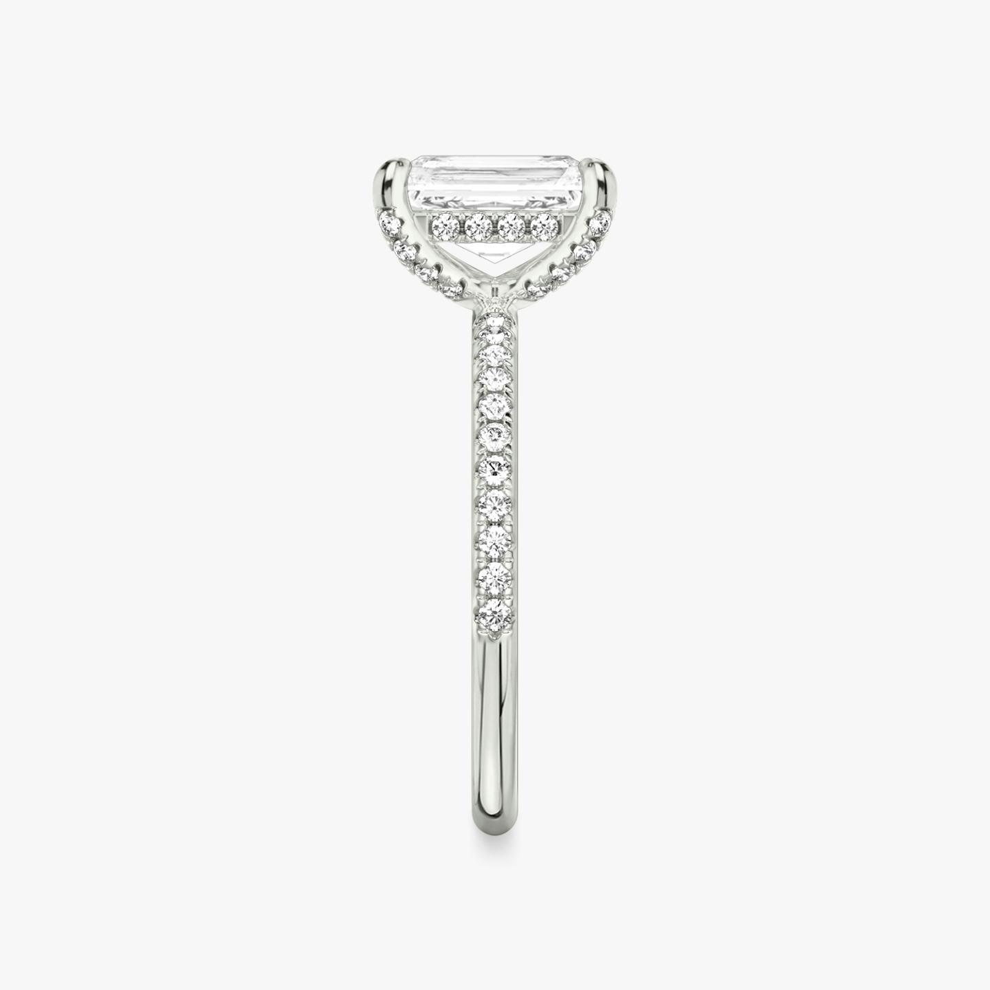 The Classic Hidden Halo | Radiant | Platinum | Band: Pavé | Prong style: Pavé | Diamond orientation: vertical | Carat weight: See full inventory