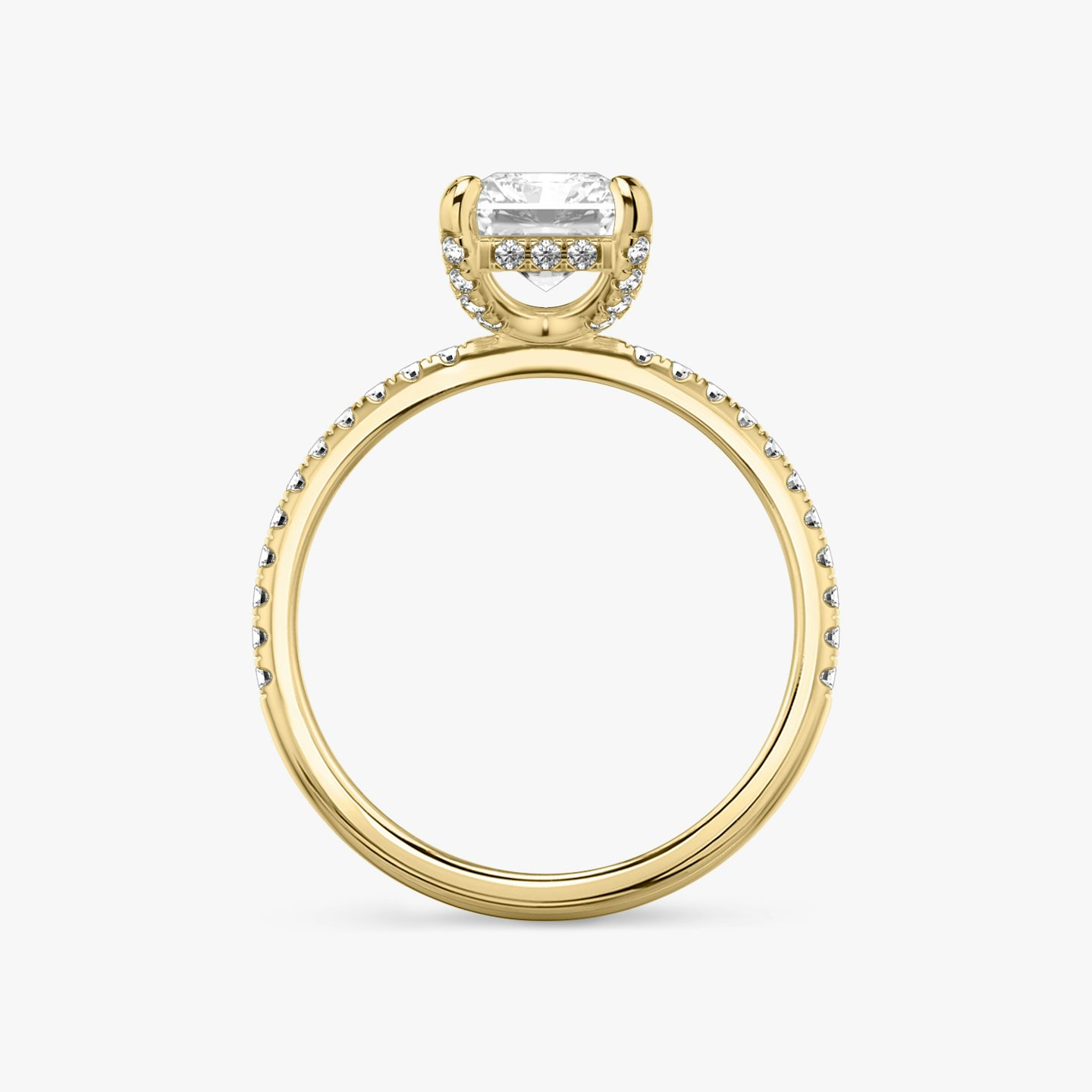 The Classic Hidden Halo | Radiant | 18k | 18k Yellow Gold | Band: Pavé | Prong style: Pavé | Diamond orientation: vertical | Carat weight: See full inventory