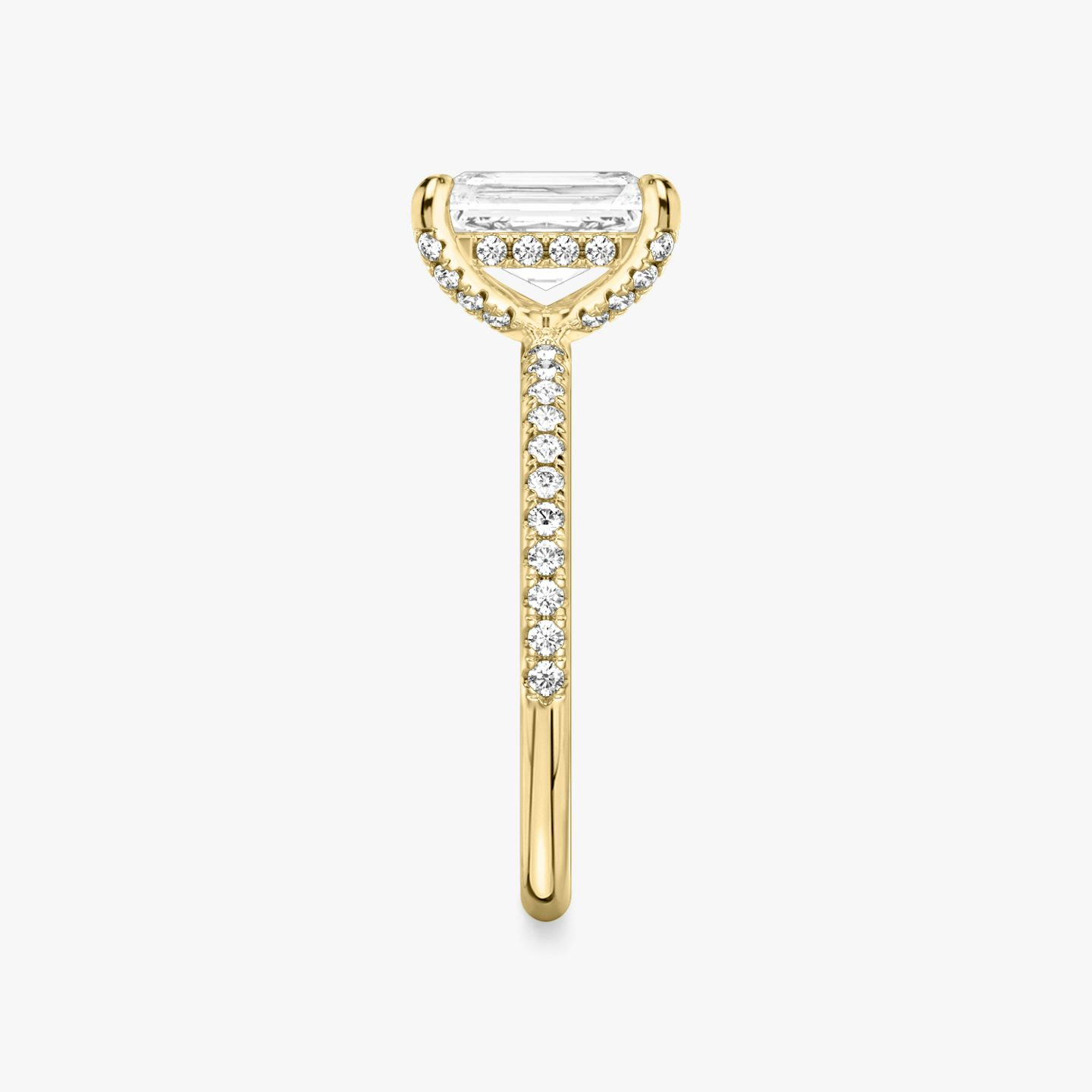 The Classic Hidden Halo | Radiant | 18k | 18k Yellow Gold | Band: Pavé | Prong style: Pavé | Diamond orientation: vertical | Carat weight: See full inventory