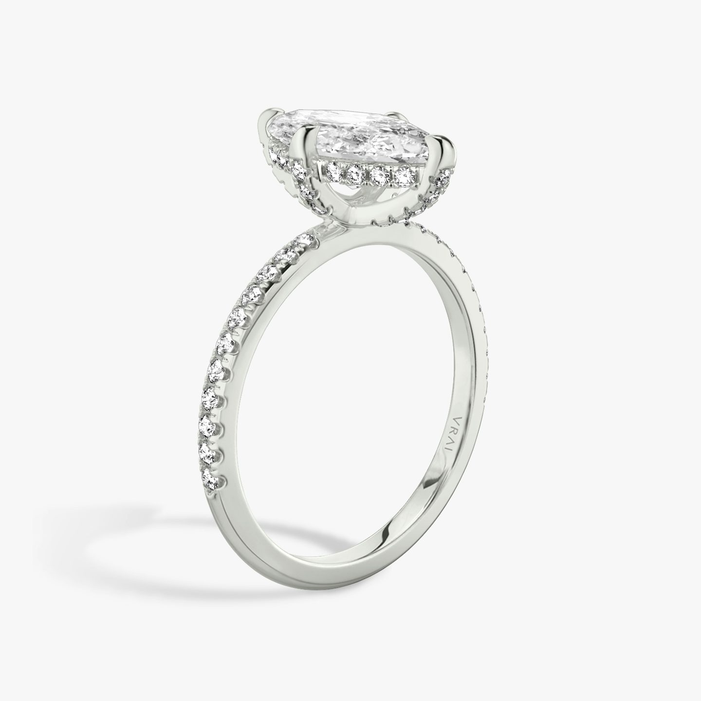 The Classic Hidden Halo | Pavé Marquise | 18k | 18k White Gold | Band: Pavé | Prong style: Pavé | Diamond orientation: vertical | Carat weight: See full inventory