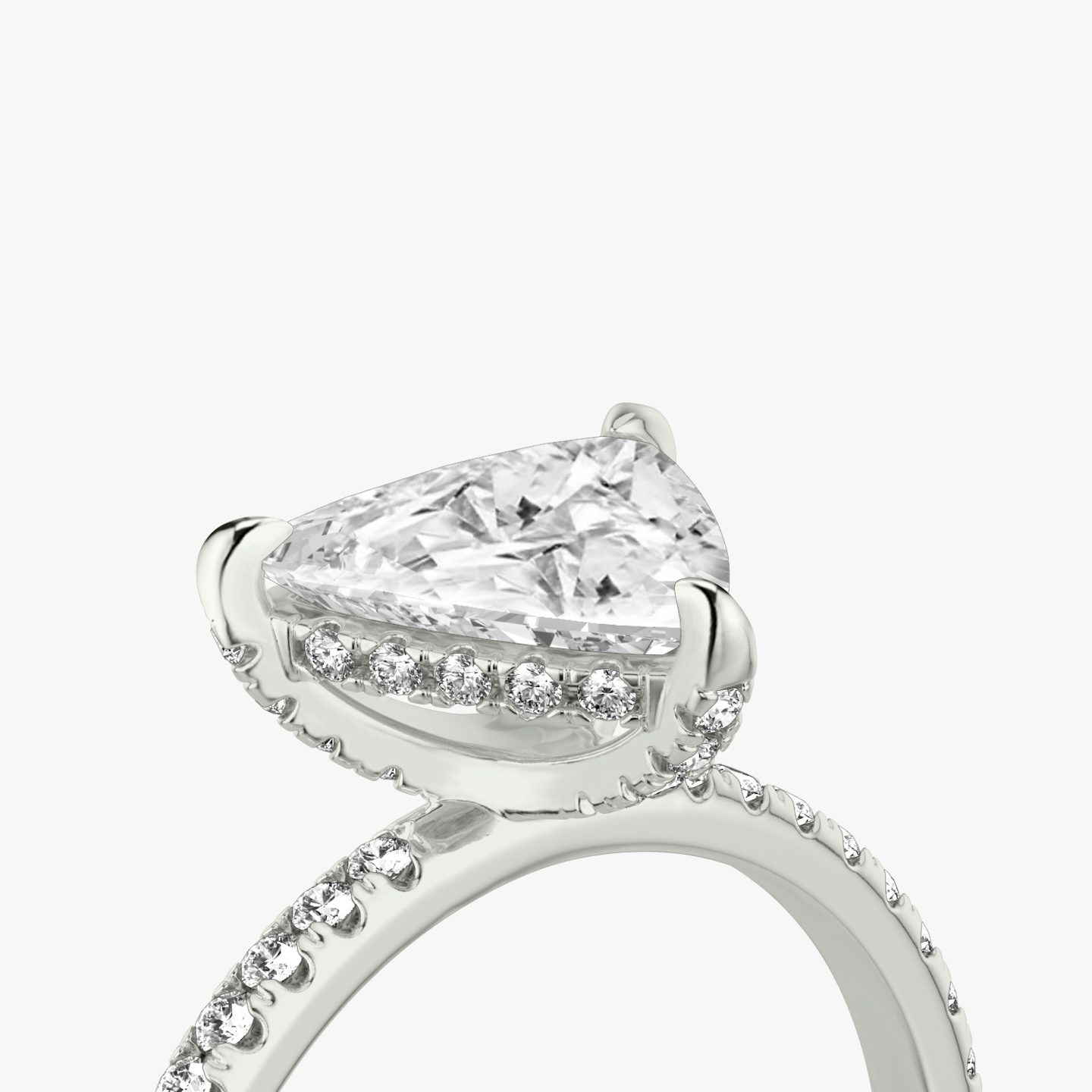 The Classic Hidden Halo | Trillion | 18k | 18k White Gold | Band: Pavé | Prong style: Pavé | Diamond orientation: vertical | Carat weight: See full inventory