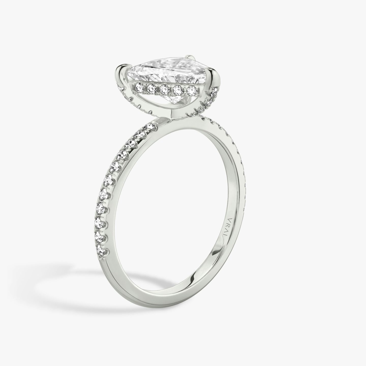 The Classic Hidden Halo | Trillion | 18k | 18k White Gold | Band: Pavé | Prong style: Pavé | Diamond orientation: vertical | Carat weight: See full inventory