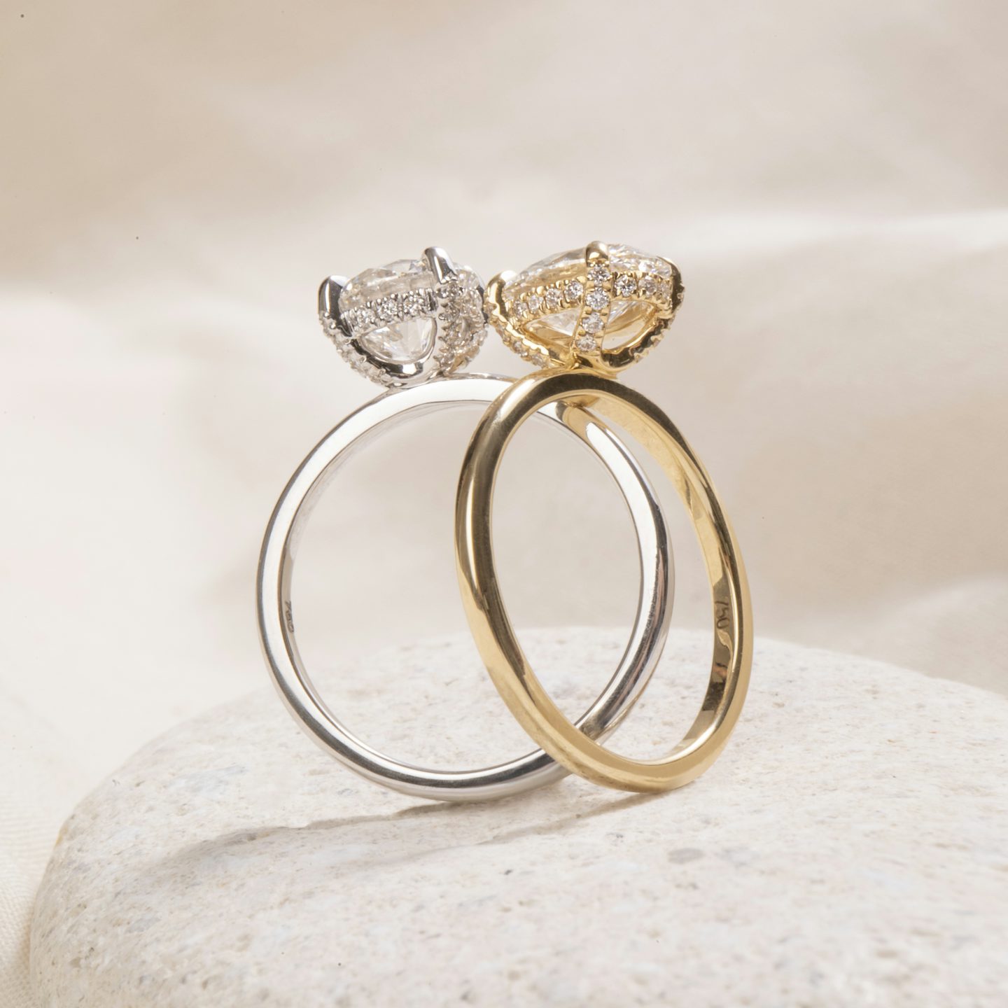 The Classic Hidden Halo | Round Brilliant | 18k | 18k Yellow Gold | Band: Plain | Carat weight: See full inventory | Prong style: Pavé | Diamond orientation: vertical