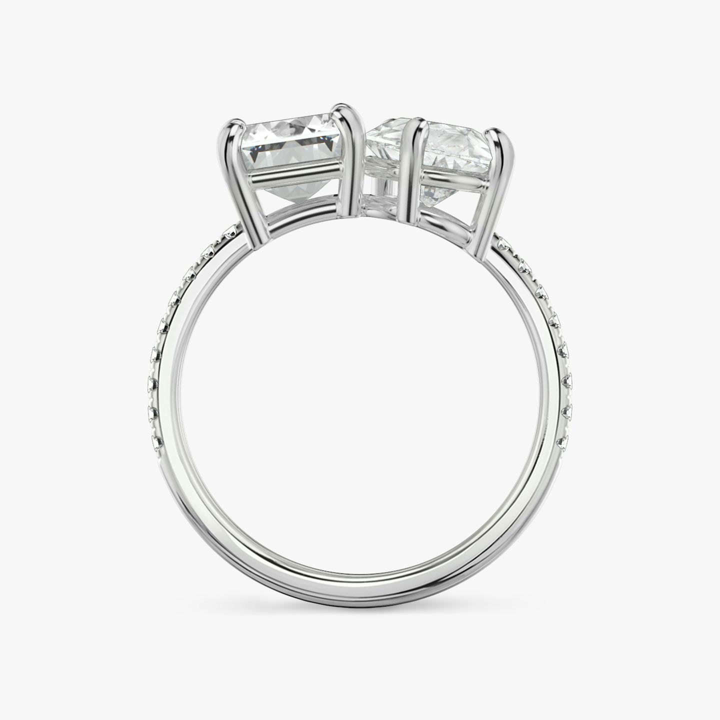 The Toi et Moi | Emerald and Pear | 18k | 18k White Gold | Band: Pavé | Diamond orientation: vertical | Carat weight: See full inventory