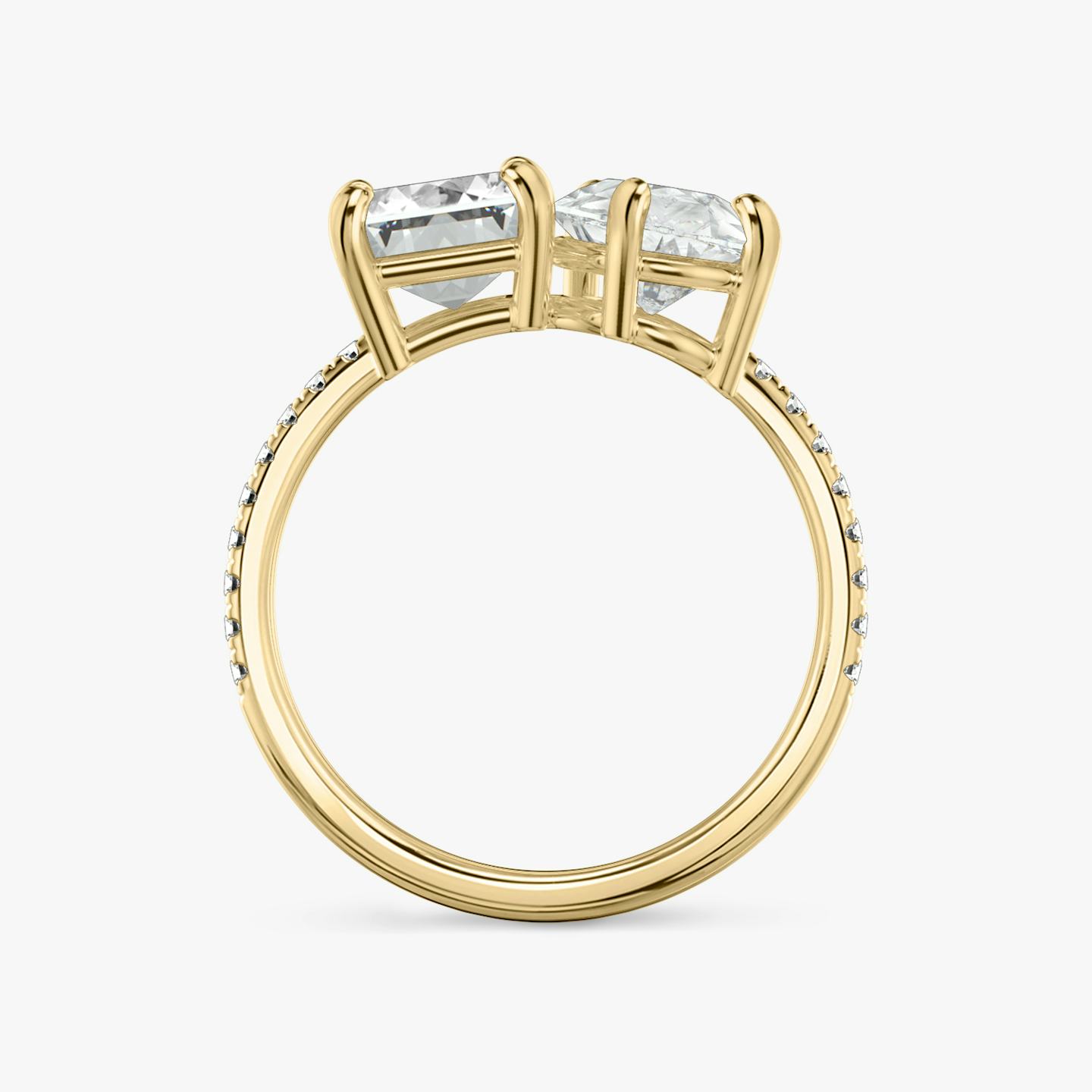 The Toi et Moi | Emerald and Pear | 18k | 18k Yellow Gold | Band: Pavé | Diamond orientation: vertical | Carat weight: See full inventory