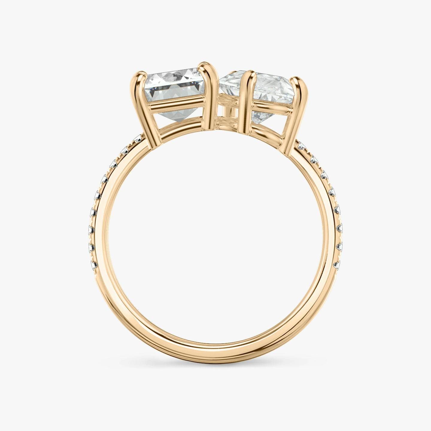 The Toi et Moi | Emerald and Pear | 14k | 14k Rose Gold | Band: Pavé | Diamond orientation: vertical | Carat weight: See full inventory