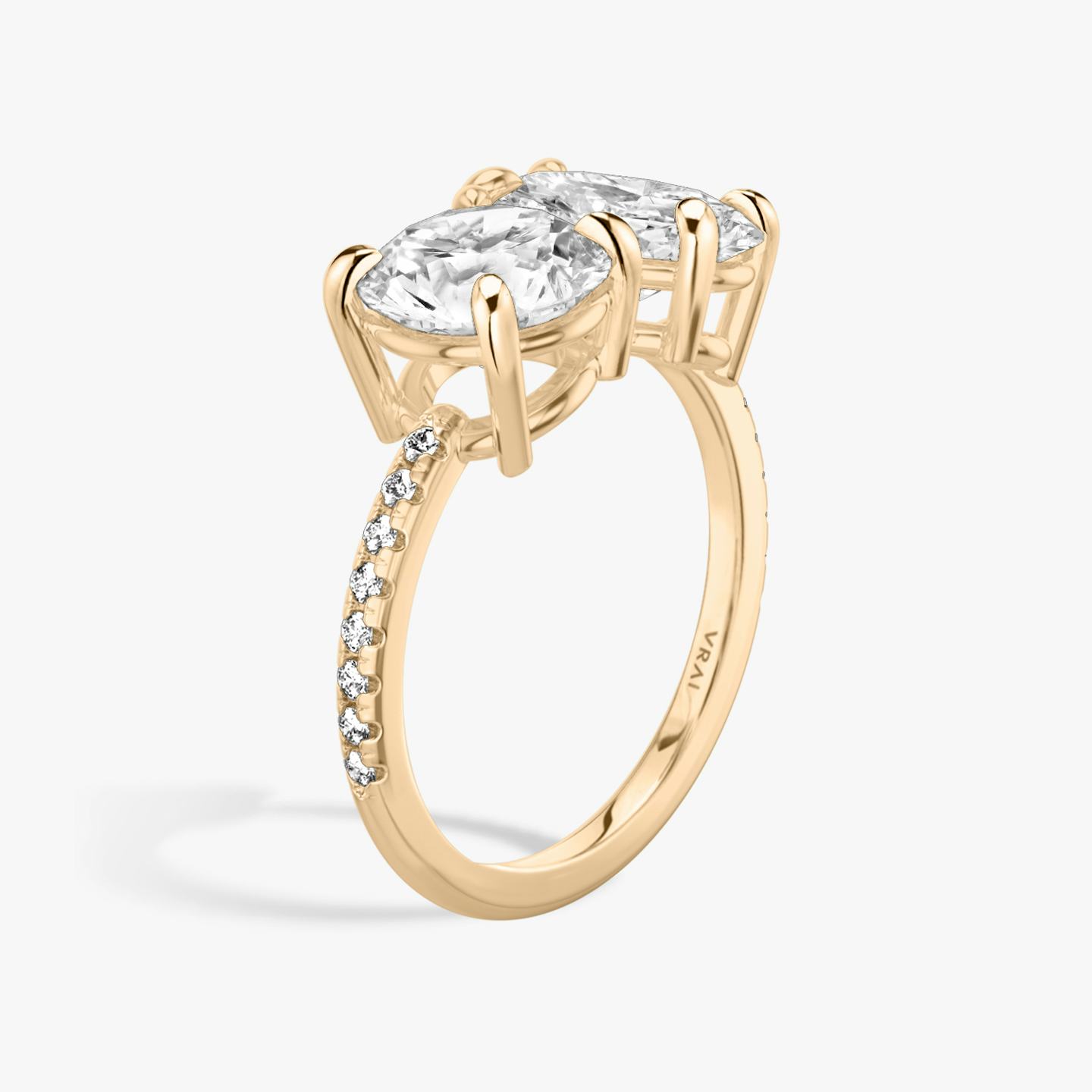 The Toi et Moi | Round Brilliant and Oval | 14k | 14k Rose Gold | Band: Pavé | Diamond orientation: vertical | Carat weight: See full inventory