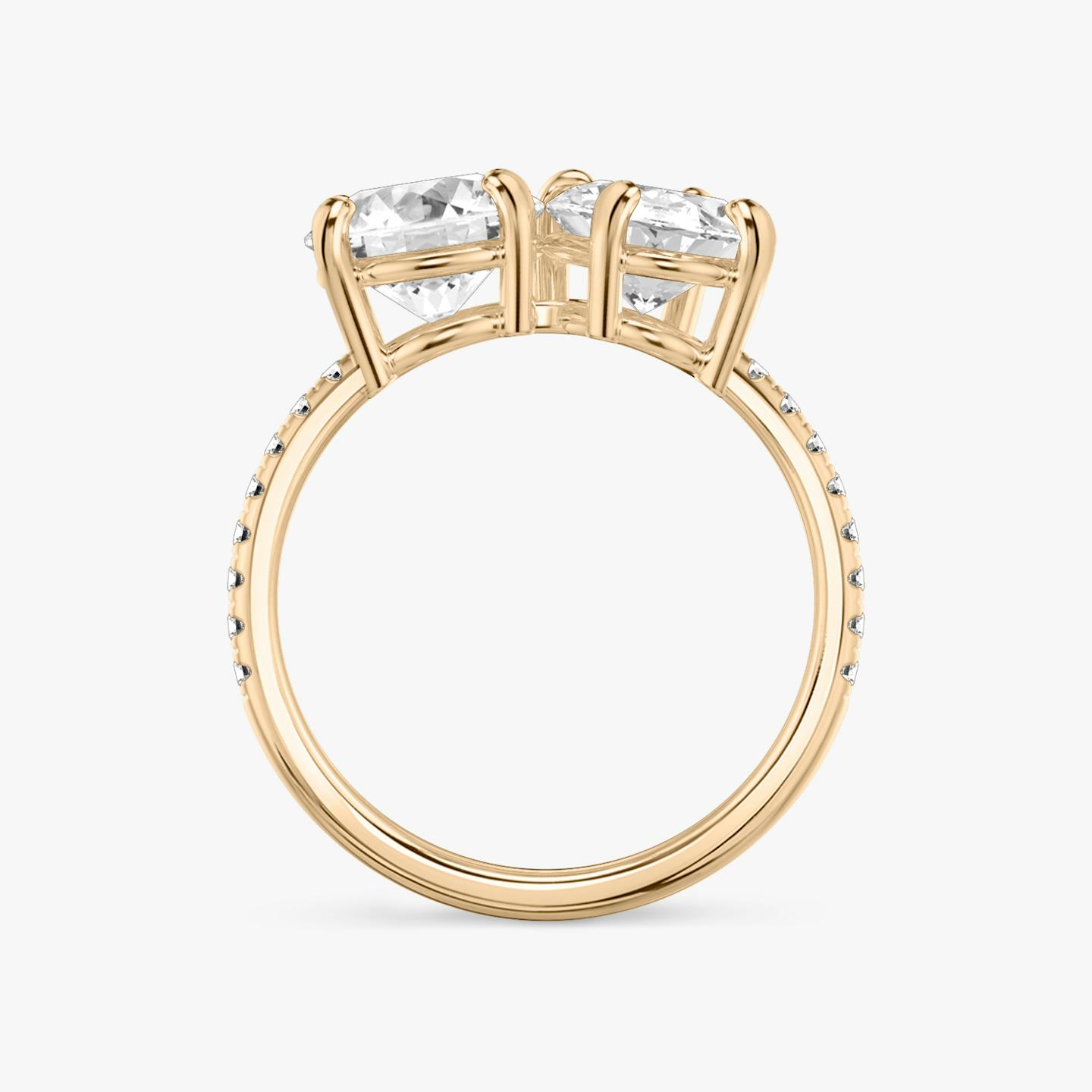 The Toi et Moi | Round Brilliant and Oval | 14k | 14k Rose Gold | Band: Pavé | Diamond orientation: vertical | Carat weight: See full inventory