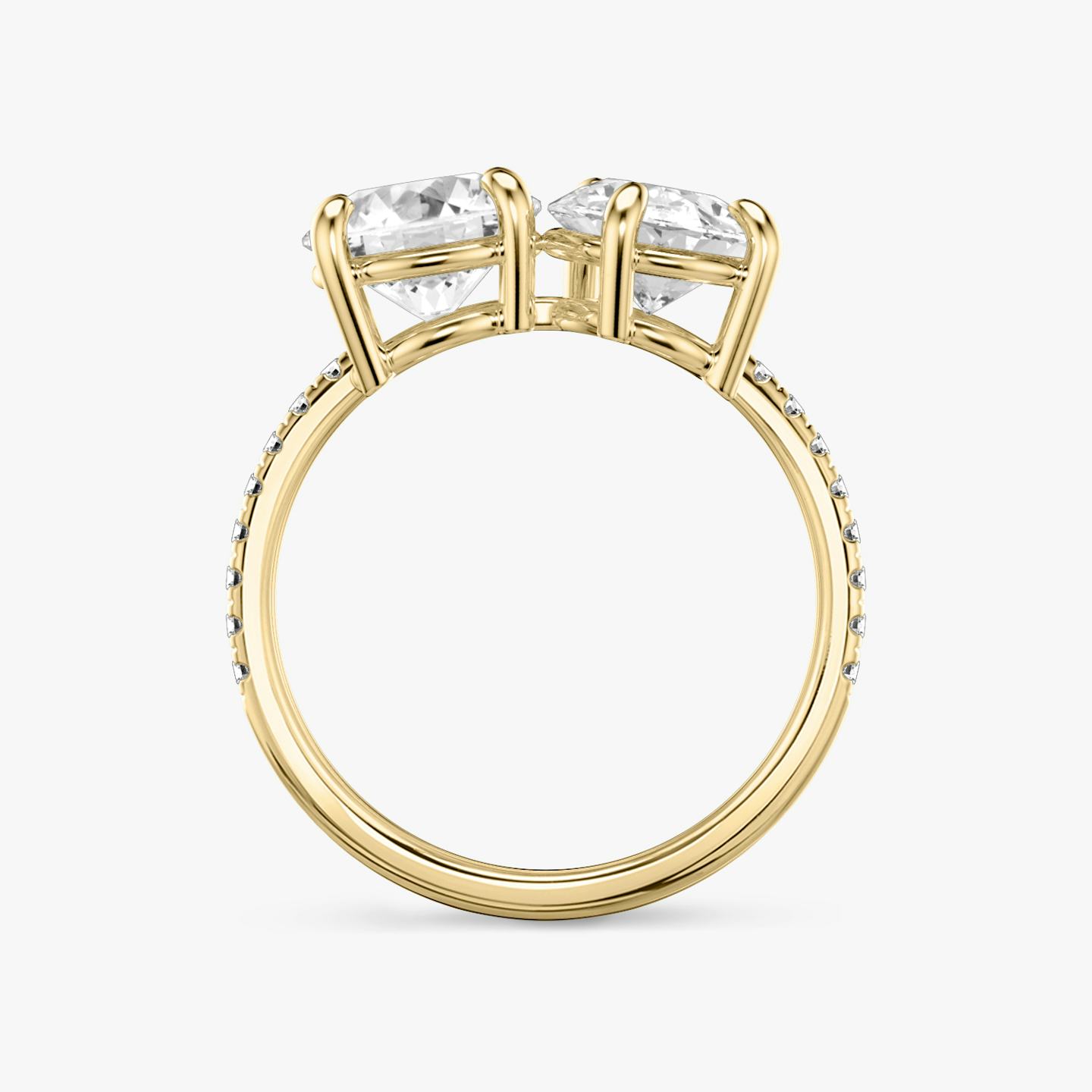The Toi et Moi | Round Brilliant and Pear | 18k | 18k Yellow Gold | Band: Pavé | Diamond orientation: vertical | Carat weight: See full inventory