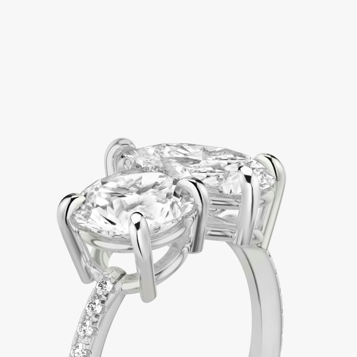 The Toi et Moi | Round Brilliant and Pear | 18k | 18k White Gold | Band: Pavé | Diamond orientation: vertical | Carat weight: See full inventory