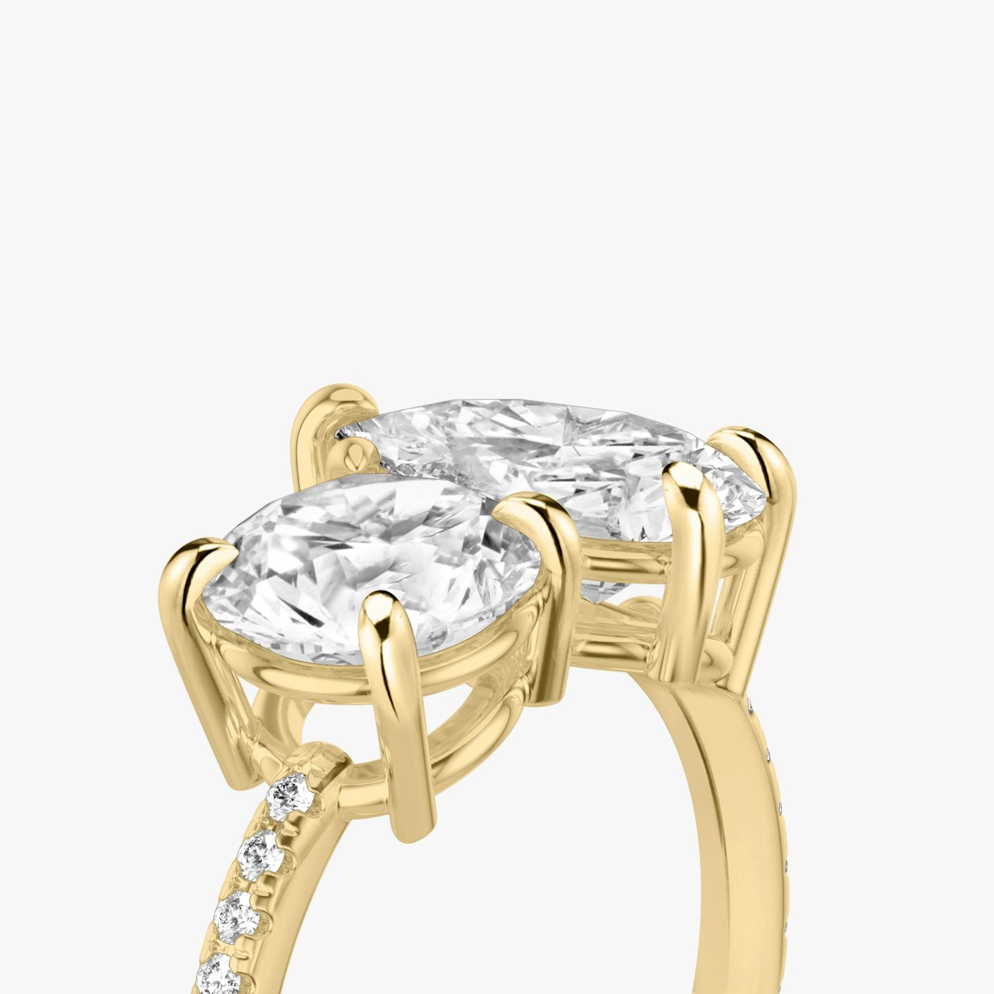 The Toi et Moi | Round Brilliant and Pear | 18k | 18k Yellow Gold | Band: Pavé | Diamond orientation: vertical | Carat weight: See full inventory